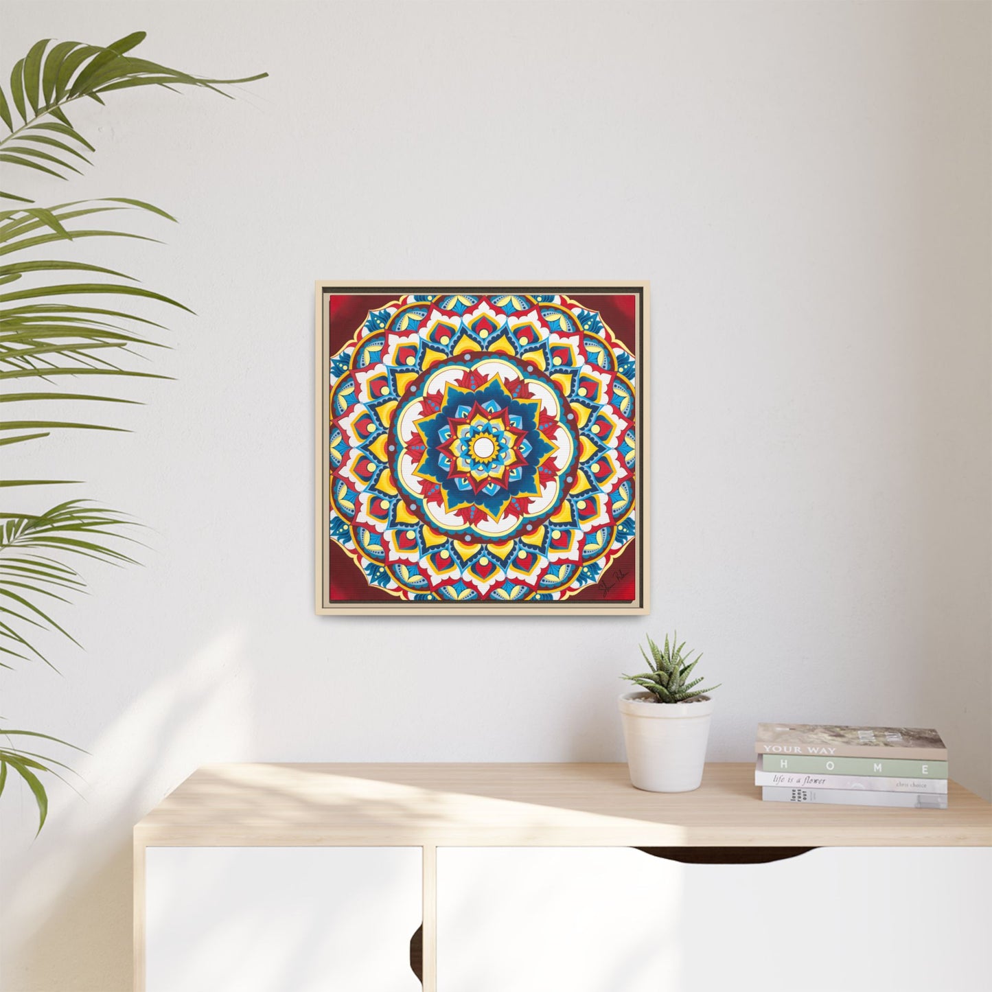 Azul Morning Mandala Matte Canvas Framed Wall Art