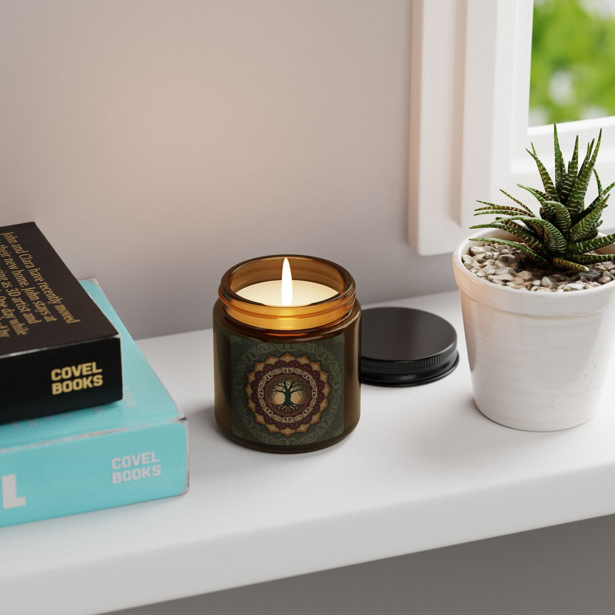 Tree of Life Soy Candle in Amber Jar