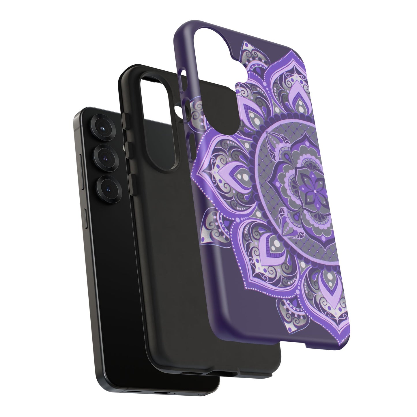 Purple Mandala Tough Phone Case — Protective Floral Boho Phone Cover