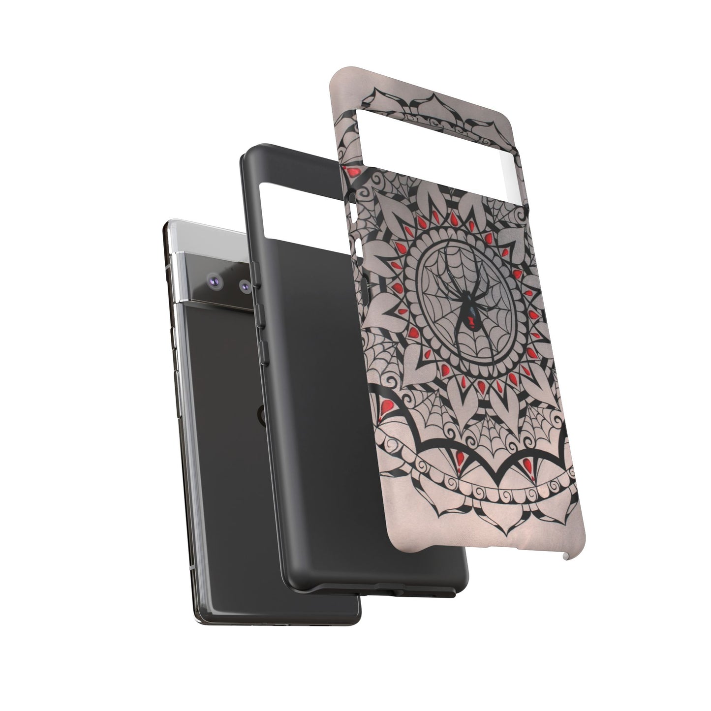 Mandala Spider Tough Phone Case - Gothic Red & Black Protective Cover