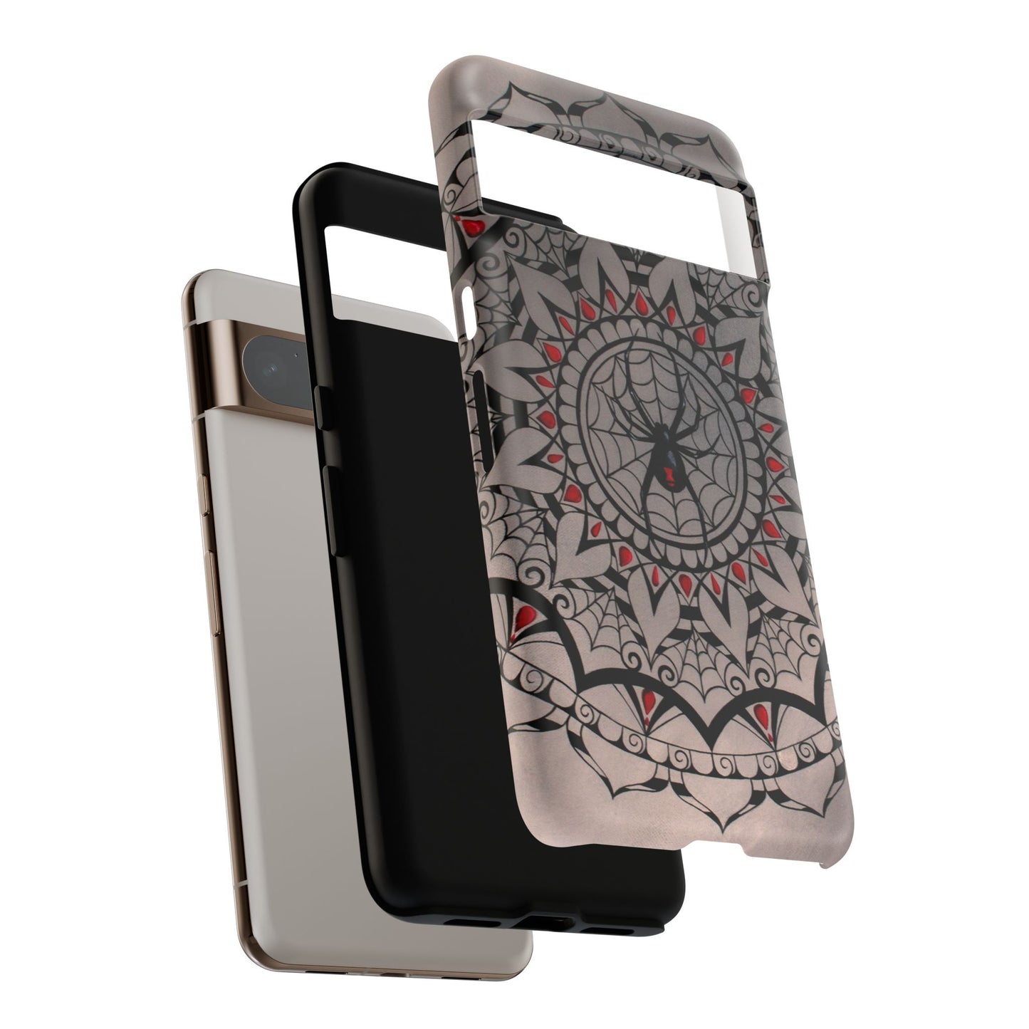 Mandala Spider Tough Phone Case - Gothic Red & Black Protective Cover