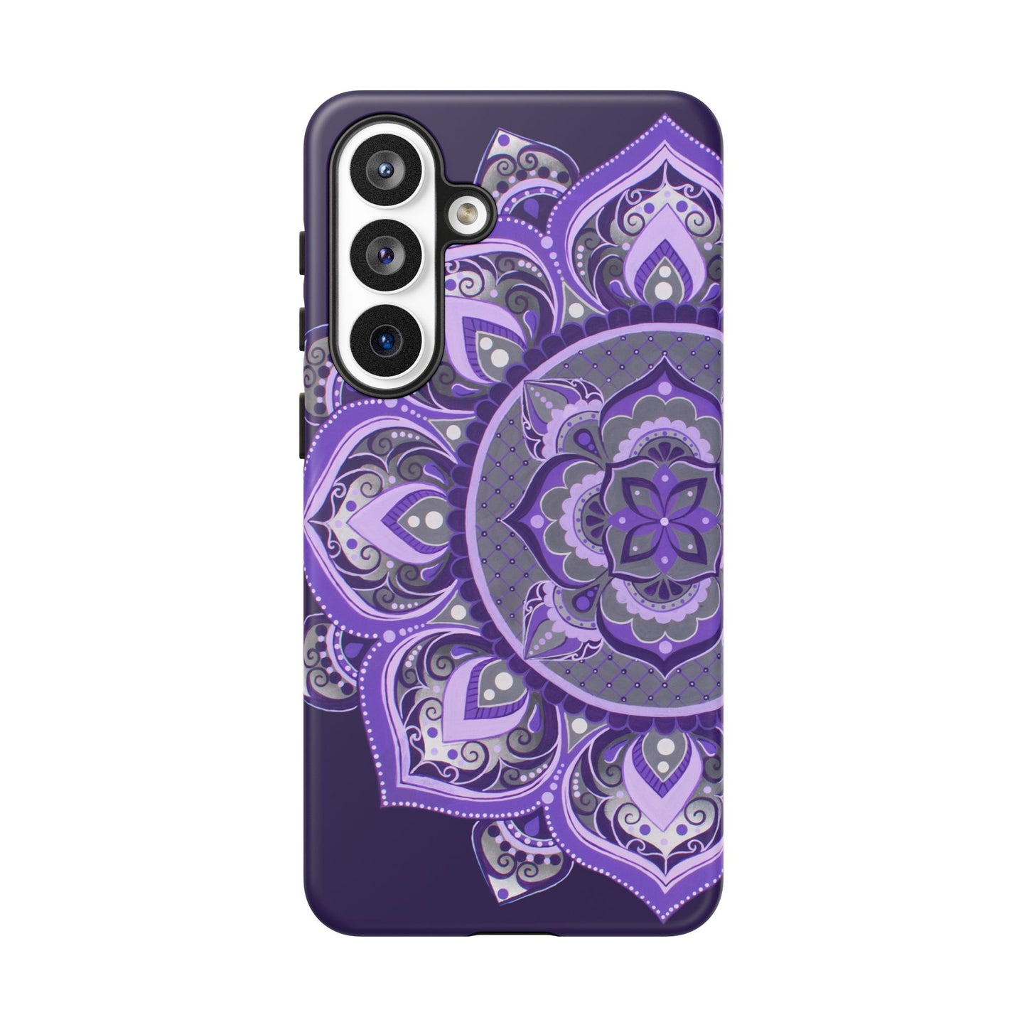 Purple Mandala Tough Phone Case — Protective Floral Boho Phone Cover
