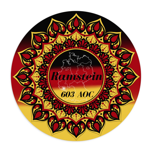Rammstein Germany Flag Mandala Round Mouse Pad – 603 AOC Military Souvenir