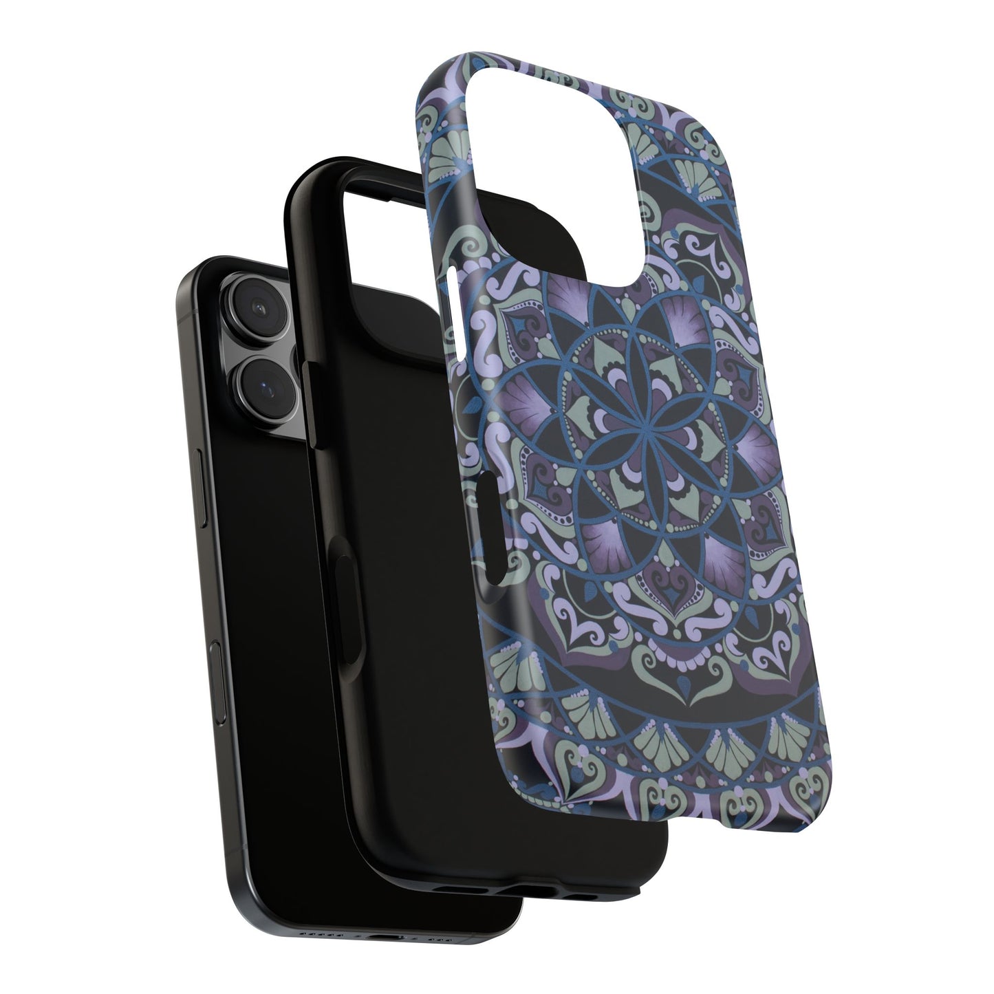 "Wisteria Bloom" Mandala Floral Tough Phone Case — Purple Blue Boho Protective Cover