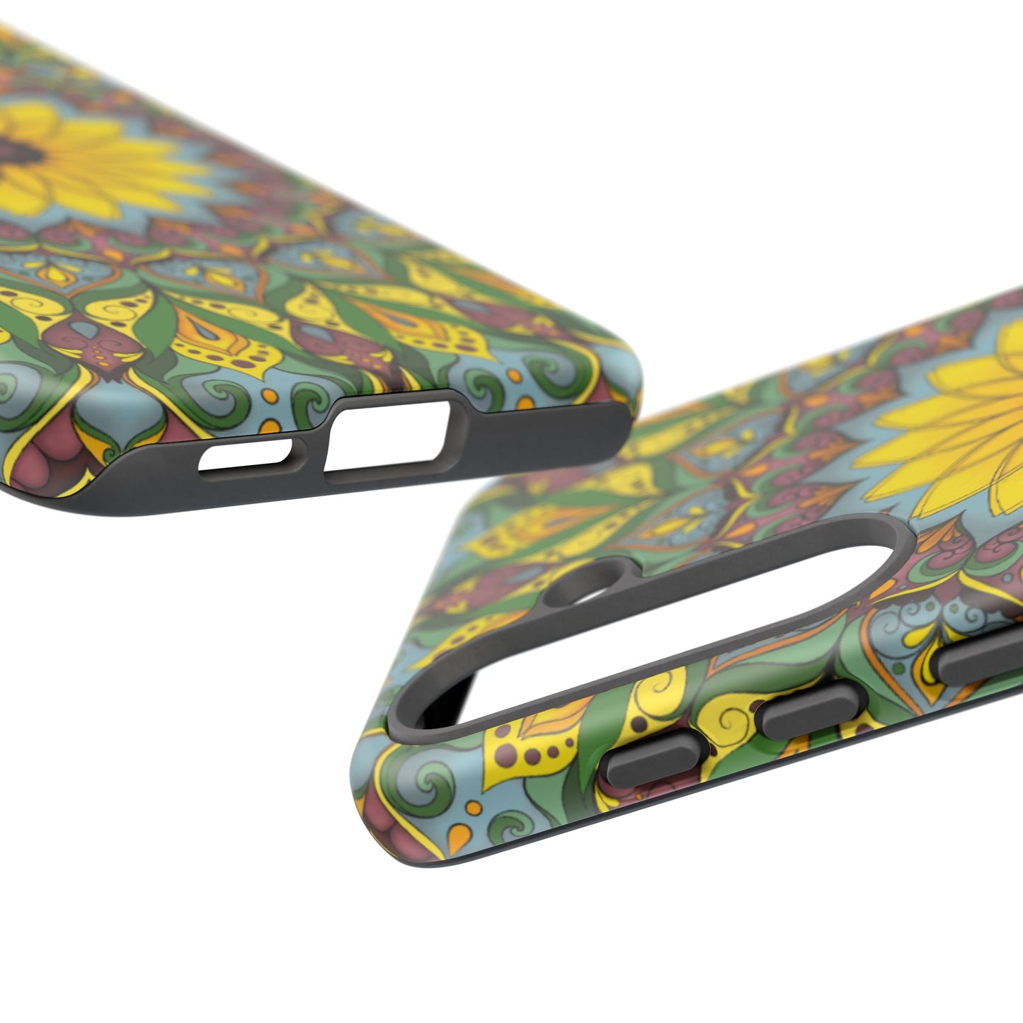 "Black Eyed Susan" Mandala Phone Case — Floral Boho Tough Case