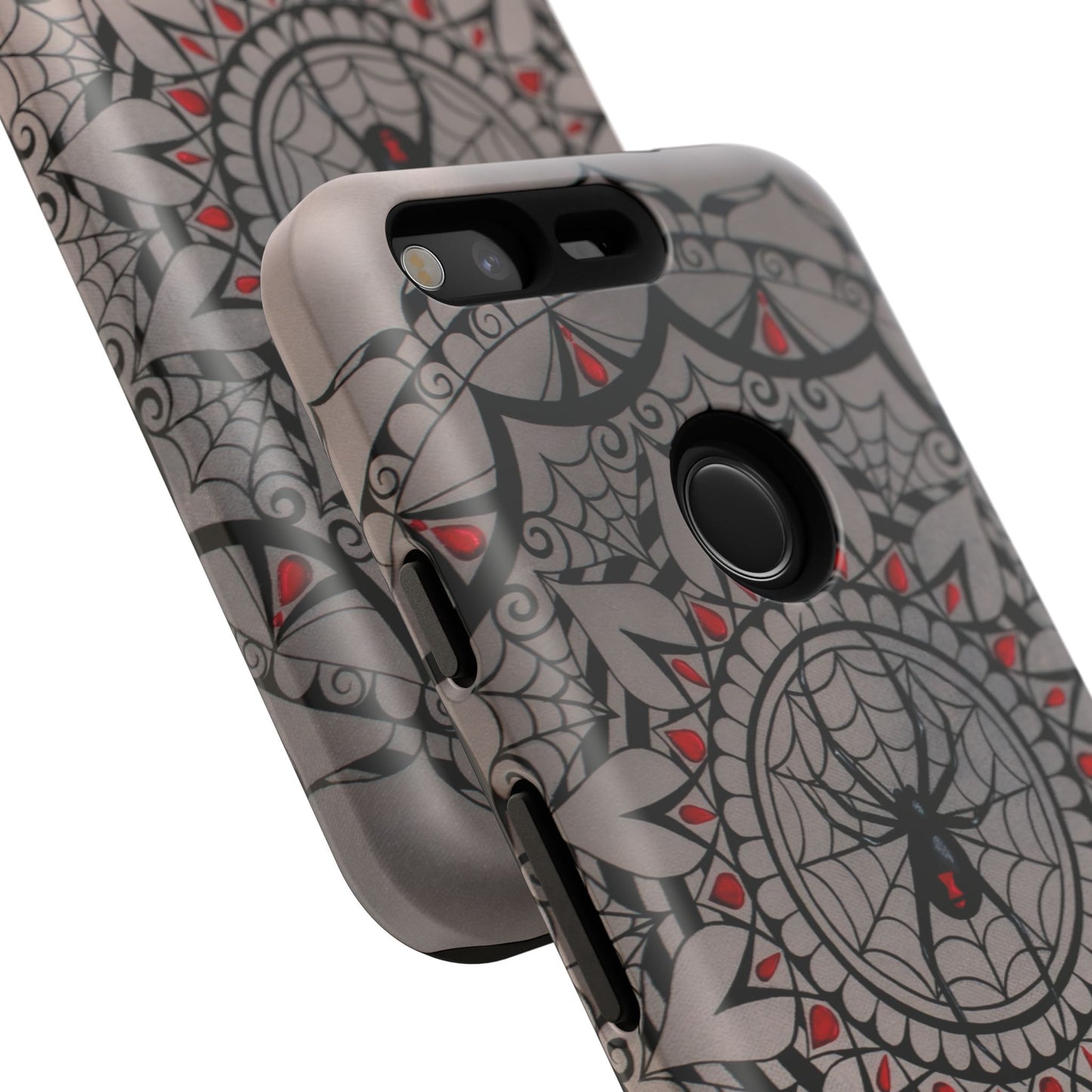 Mandala Spider Tough Phone Case - Gothic Red & Black Protective Cover