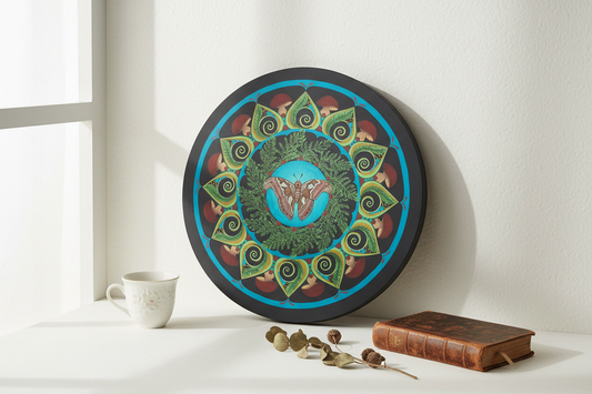 12-inch round Moths & Mushrooms Original Painting
