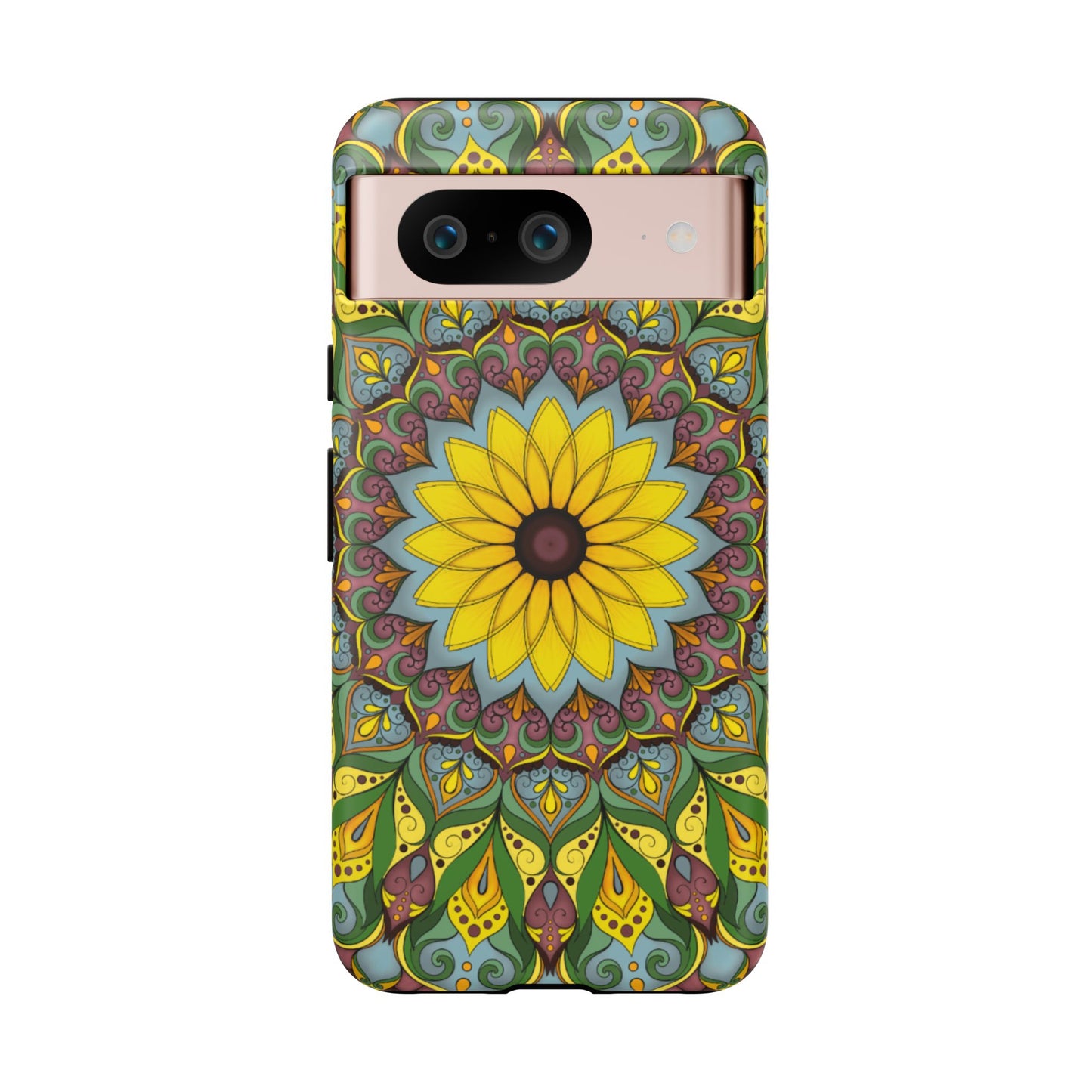 "Black Eyed Susan" Mandala Phone Case — Floral Boho Tough Case