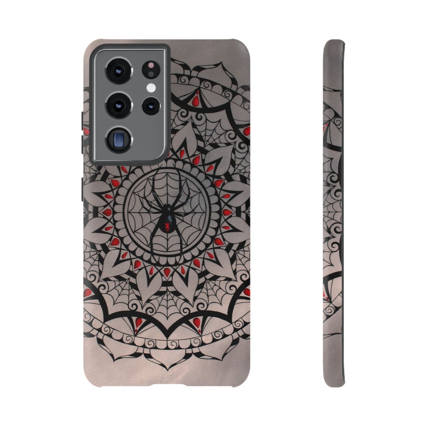 Mandala Spider Tough Phone Case - Gothic Red & Black Protective Cover