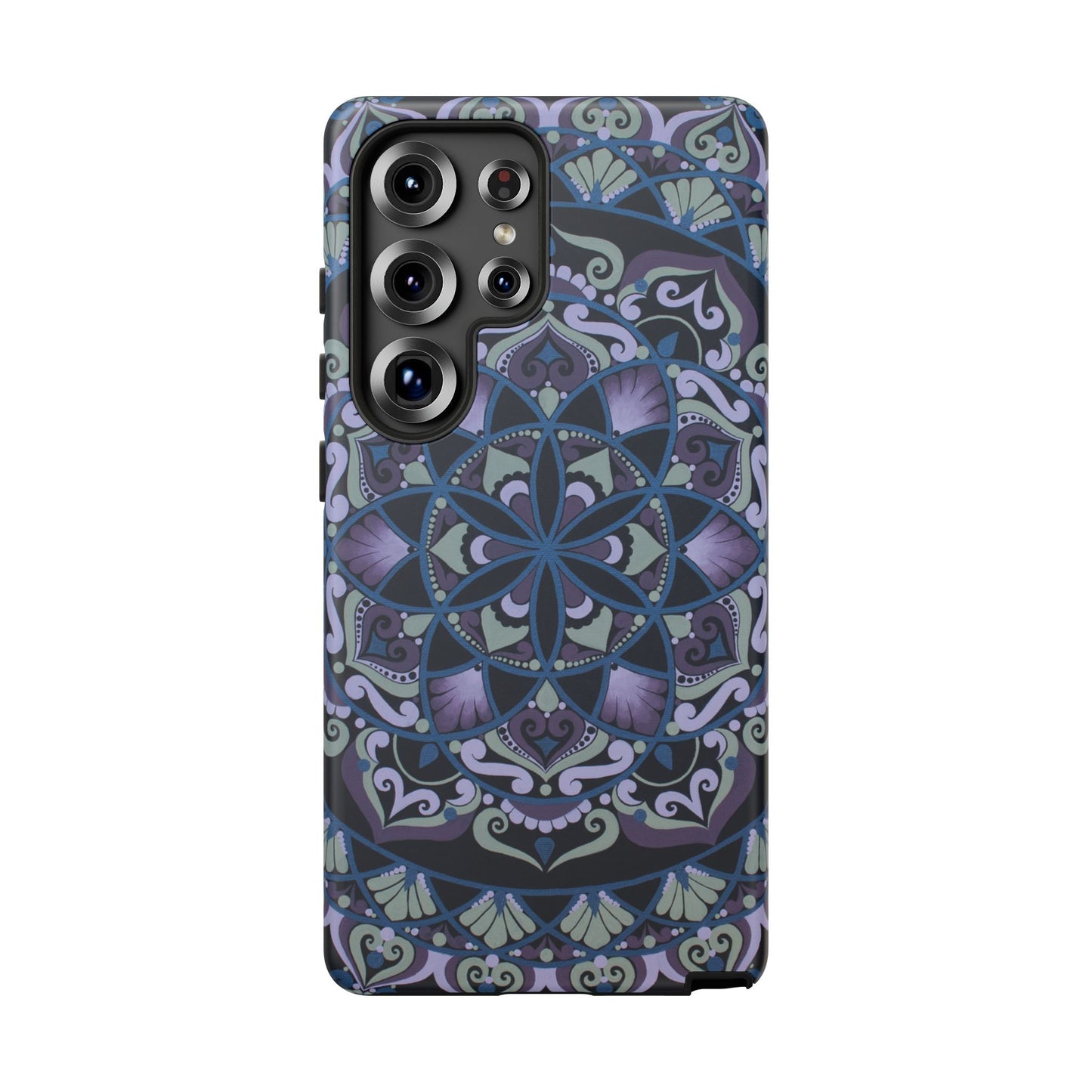 "Wisteria Bloom" Mandala Floral Tough Phone Case — Purple Blue Boho Protective Cover