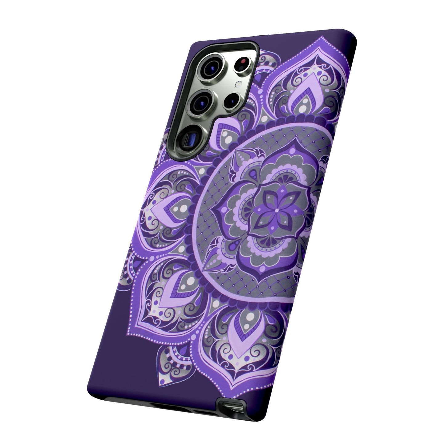 Purple Mandala Tough Phone Case — Protective Floral Boho Phone Cover
