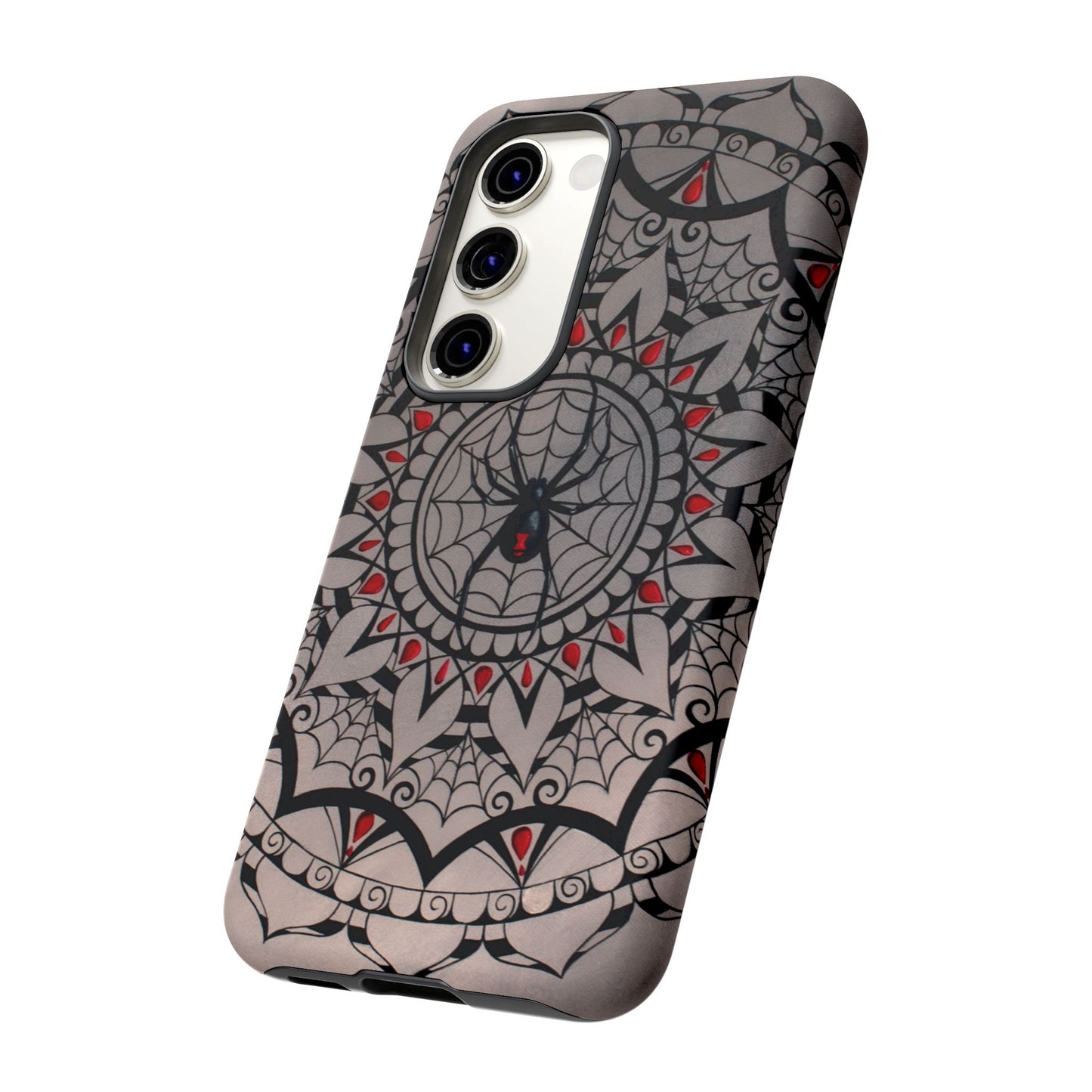 Mandala Spider Tough Phone Case - Gothic Red & Black Protective Cover