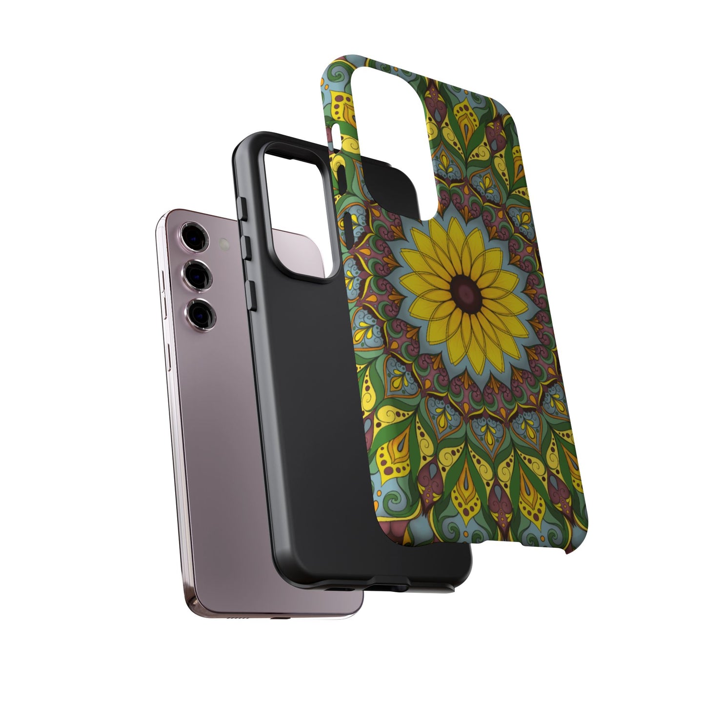 "Black Eyed Susan" Mandala Phone Case — Floral Boho Tough Case