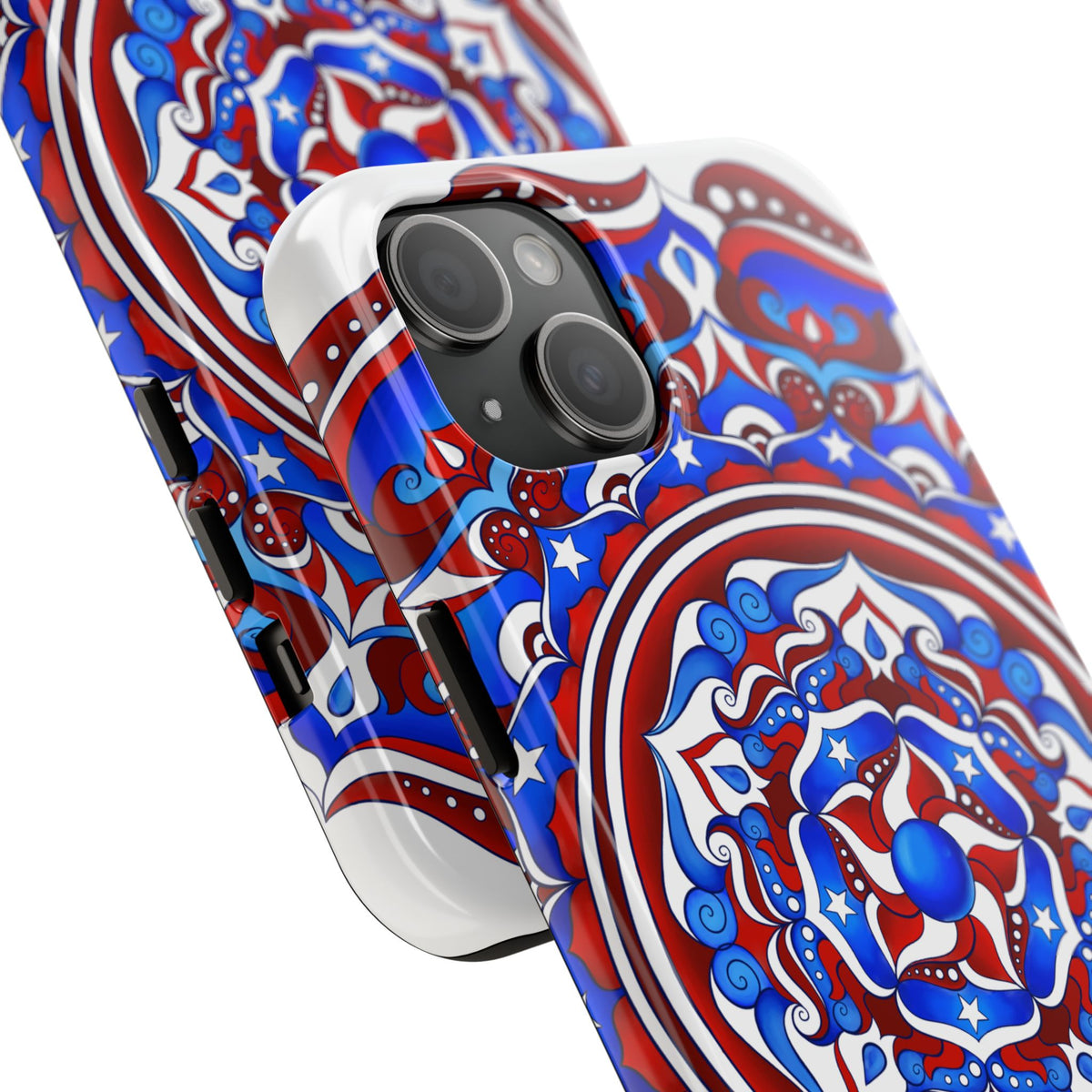 Patriotic Mandala Tough Phone Case — Red White & Blue Boho Cover | 250th Anniversary Gift