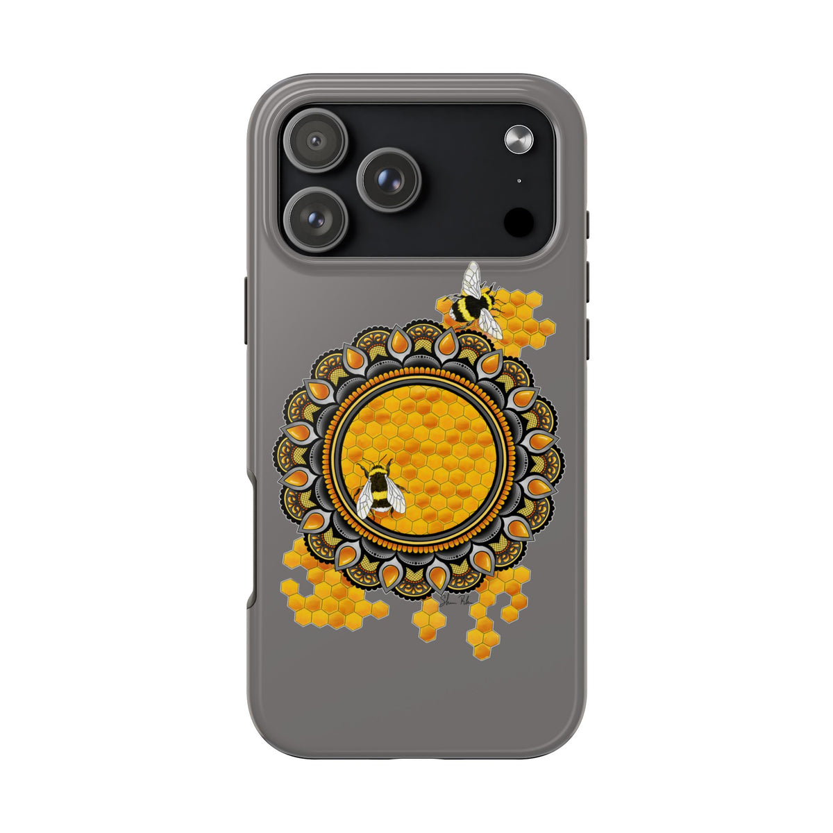Bee Honeycomb Mandala Tough Phone Case — Artisan Honey Bees Protective Cover