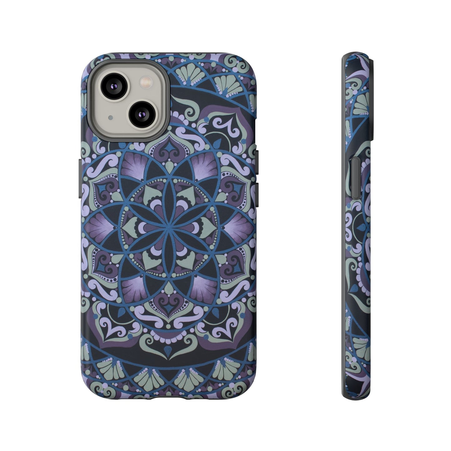 "Wisteria Bloom" Mandala Floral Tough Phone Case — Purple Blue Boho Protective Cover