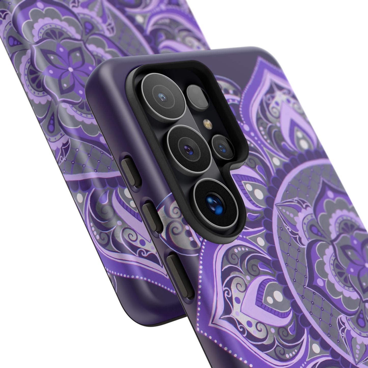 Purple Mandala Tough Phone Case — Protective Floral Boho Phone Cover