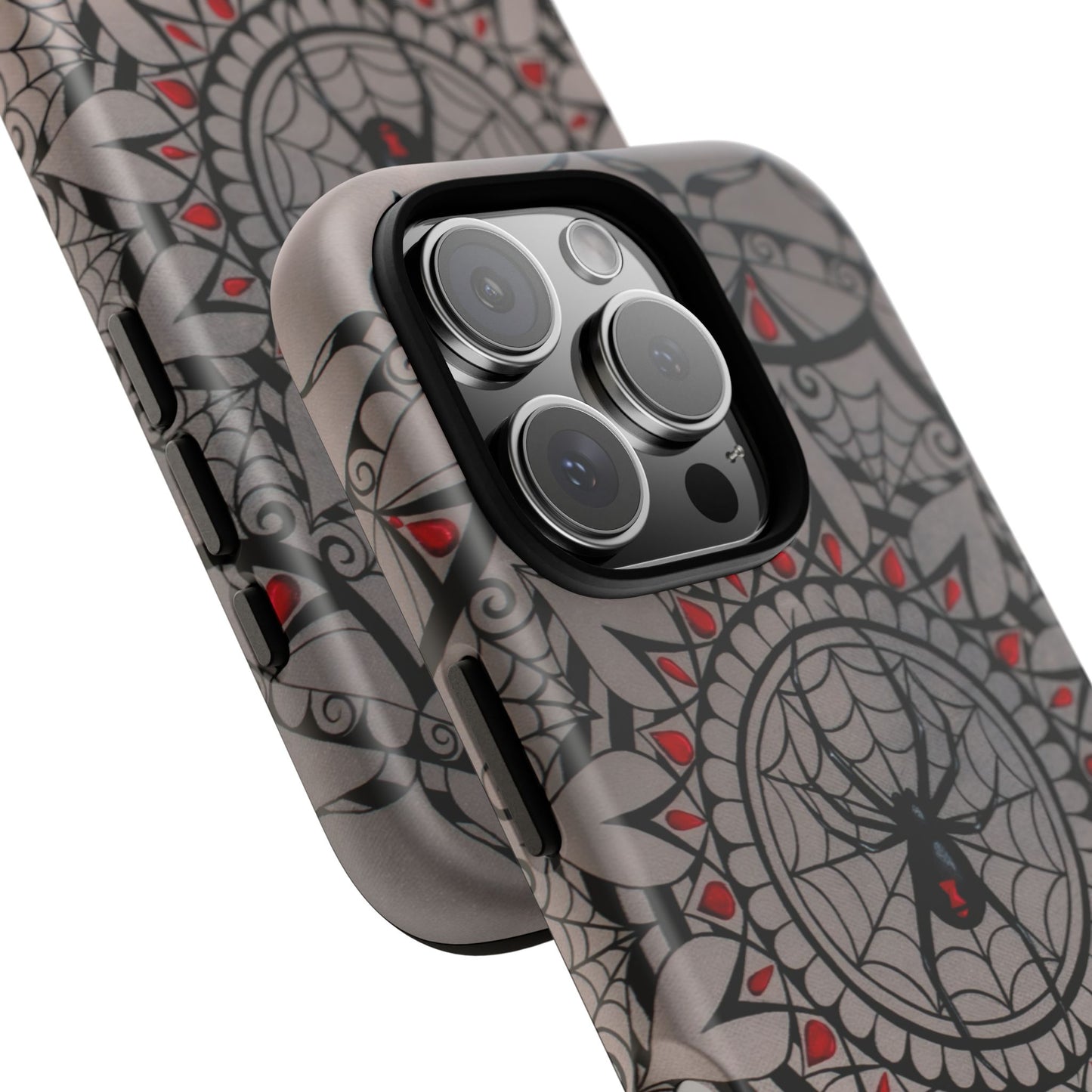 Mandala Spider Tough Phone Case - Gothic Red & Black Protective Cover