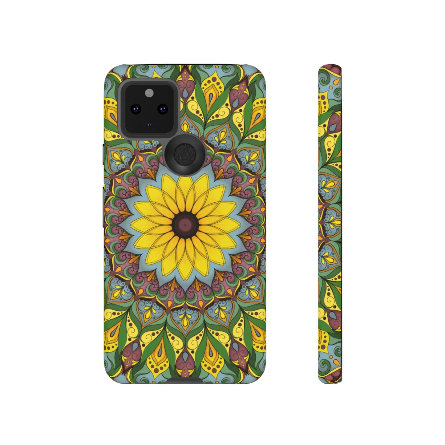 "Black Eyed Susan" Mandala Phone Case — Floral Boho Tough Case