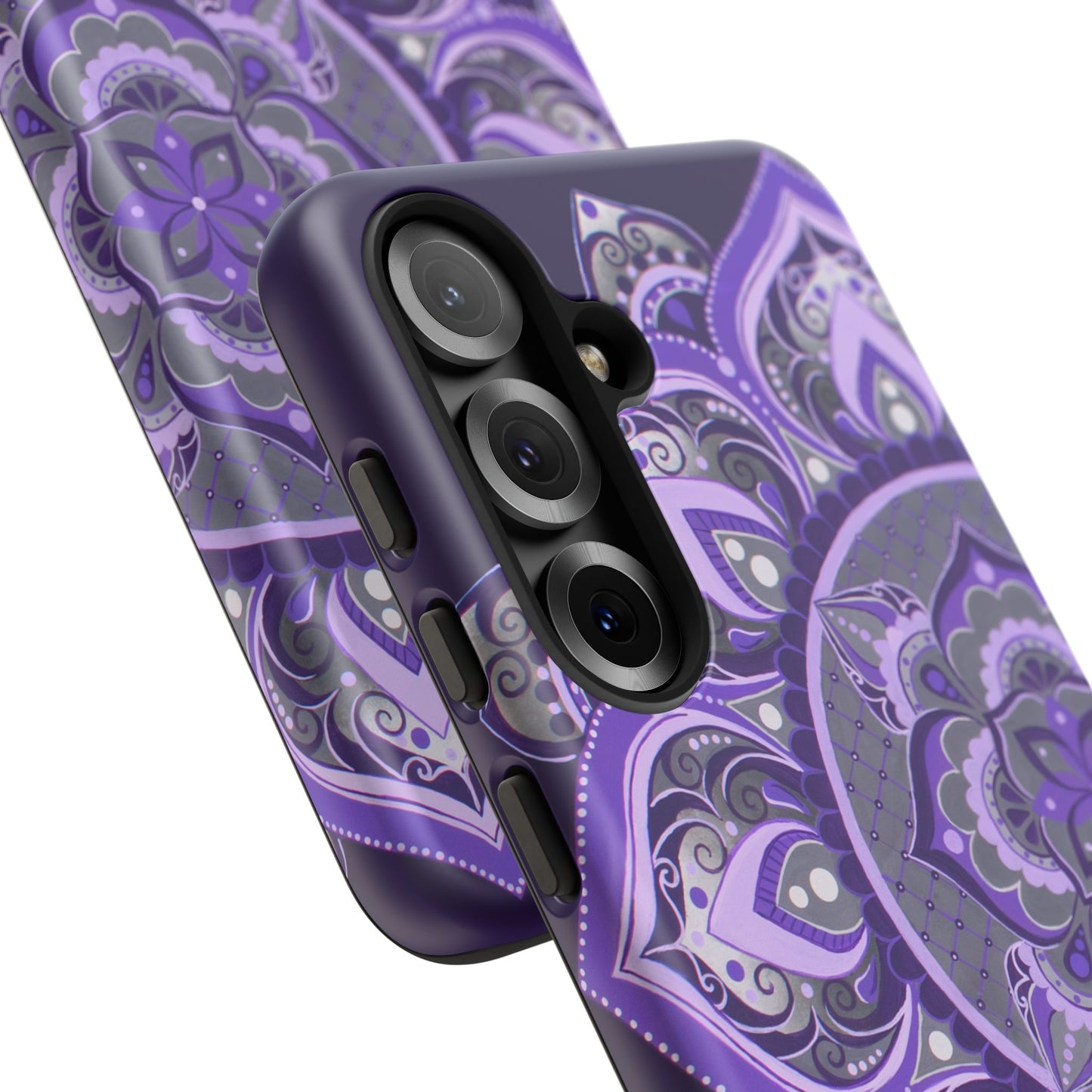 Purple Mandala Tough Phone Case — Protective Floral Boho Phone Cover