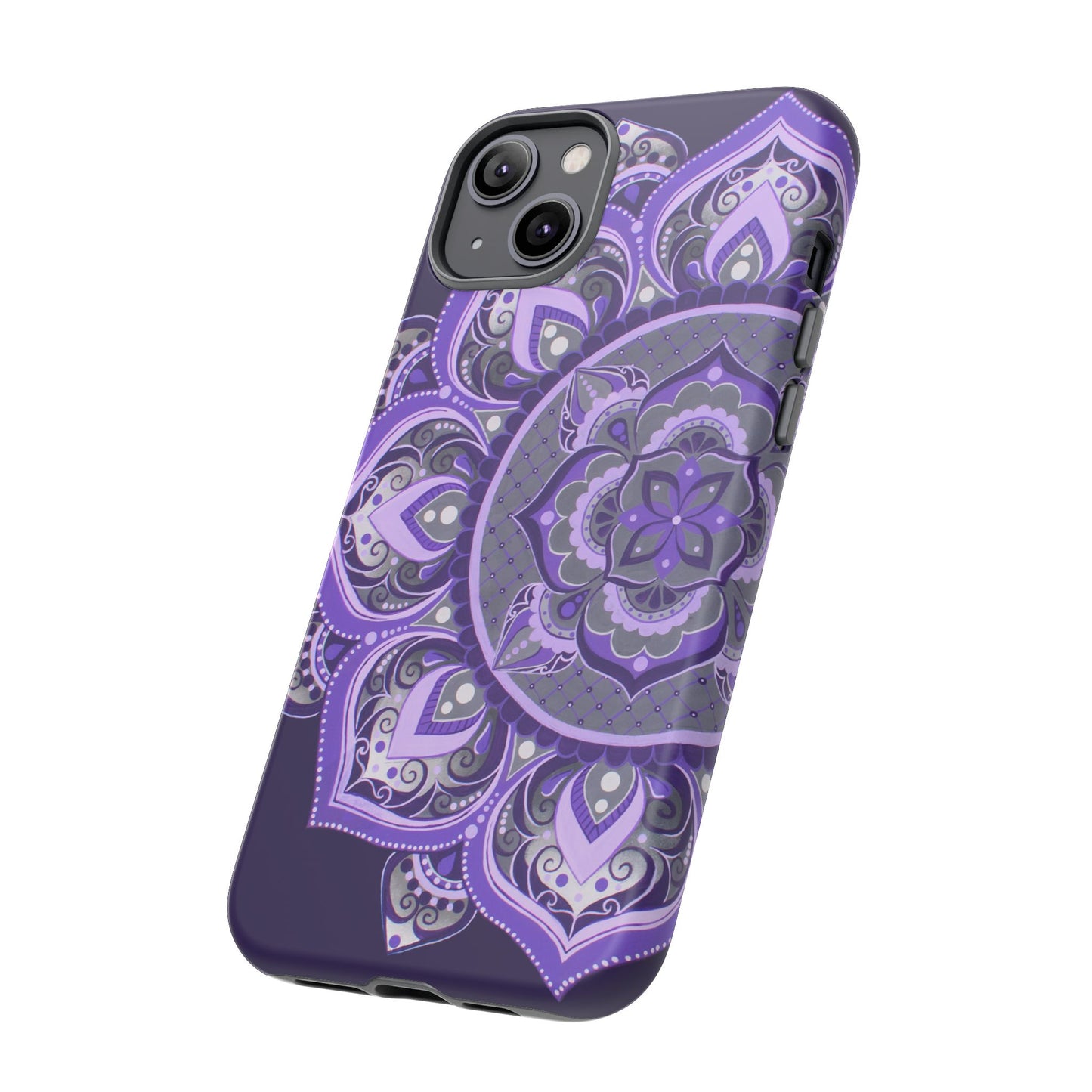 Purple Mandala Tough Phone Case — Protective Floral Boho Phone Cover