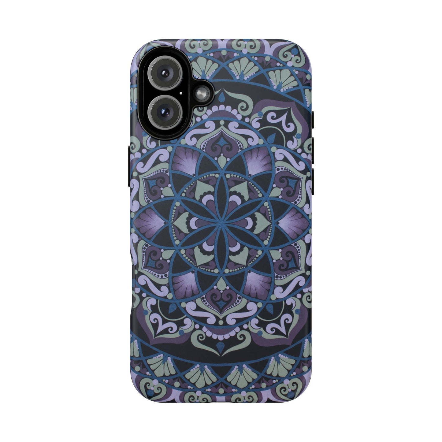 "Wisteria Bloom" Mandala Floral Tough Phone Case — Purple Blue Boho Protective Cover