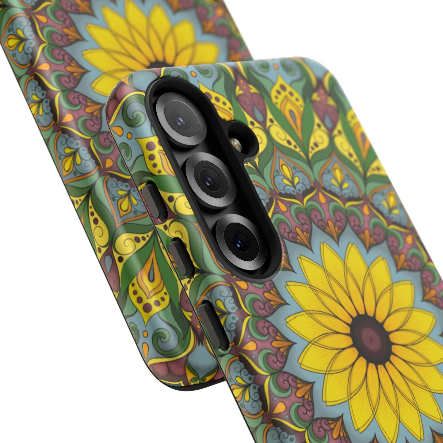 "Black Eyed Susan" Mandala Phone Case — Floral Boho Tough Case