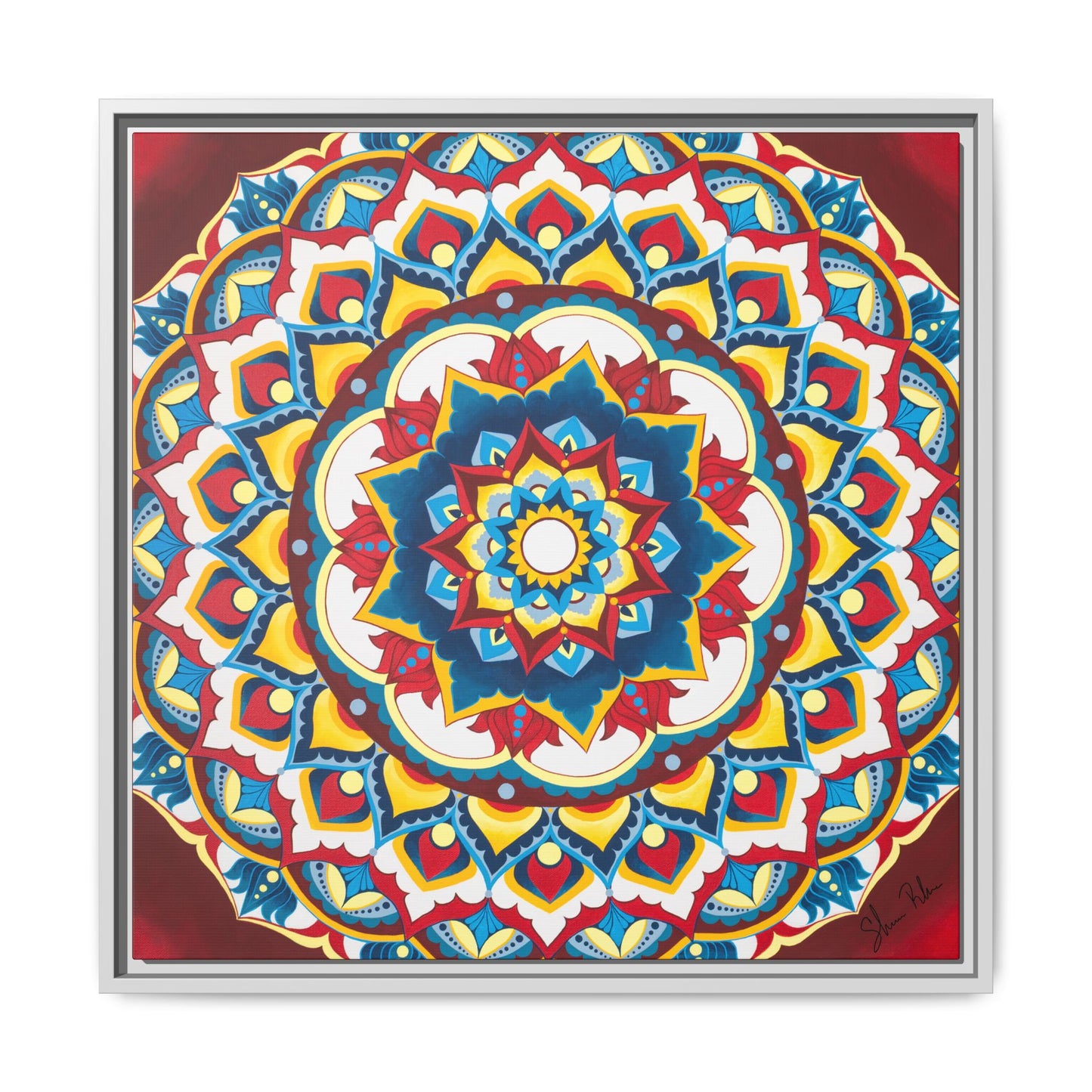 Azul Morning Mandala Matte Canvas Framed Wall Art