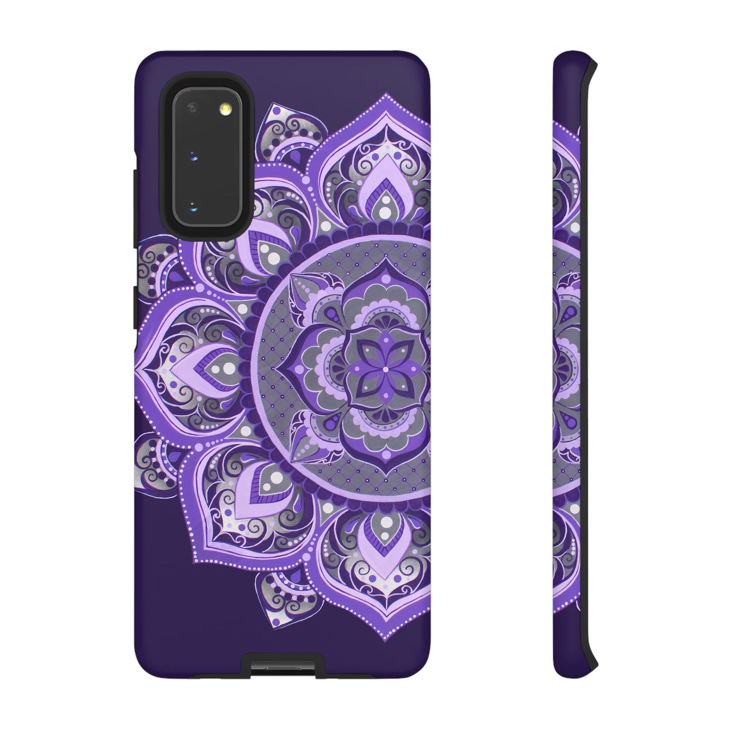 Purple Mandala Tough Phone Case — Protective Floral Boho Phone Cover