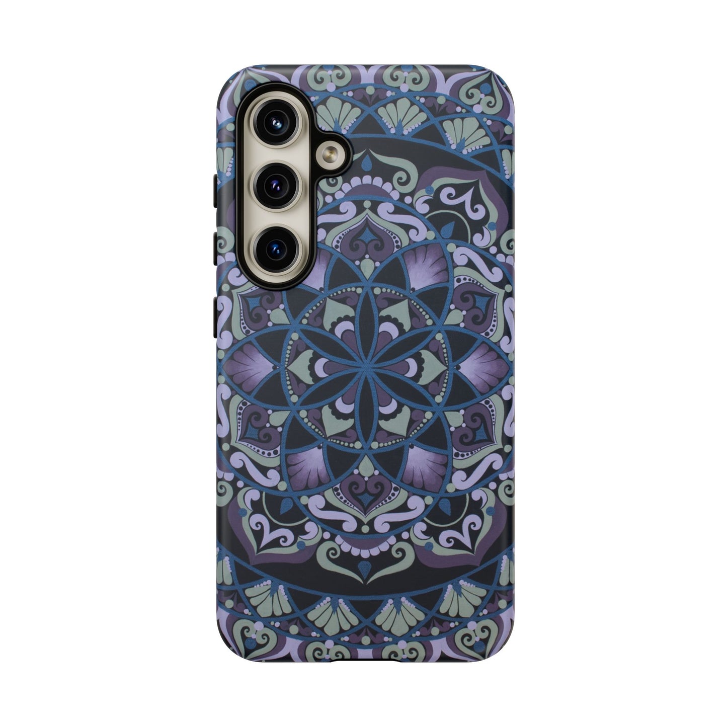 "Wisteria Bloom" Mandala Floral Tough Phone Case — Purple Blue Boho Protective Cover