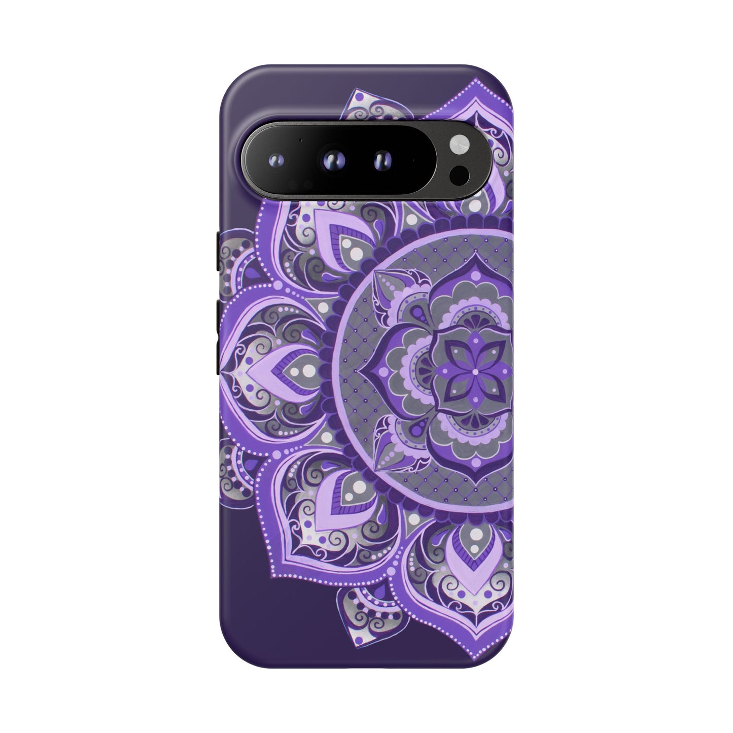 Purple Mandala Tough Phone Case — Protective Floral Boho Phone Cover