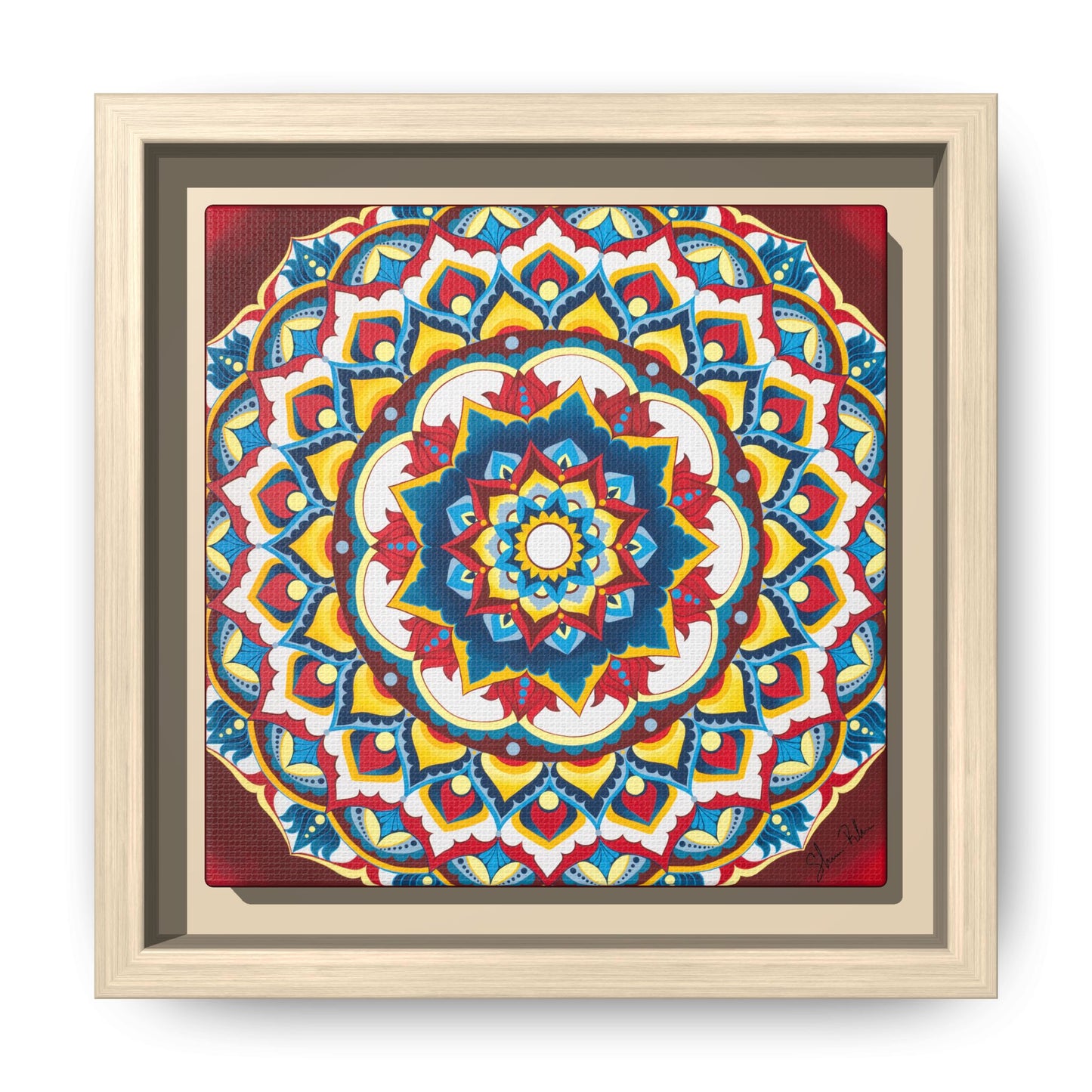 Azul Morning Mandala Matte Canvas Framed Wall Art