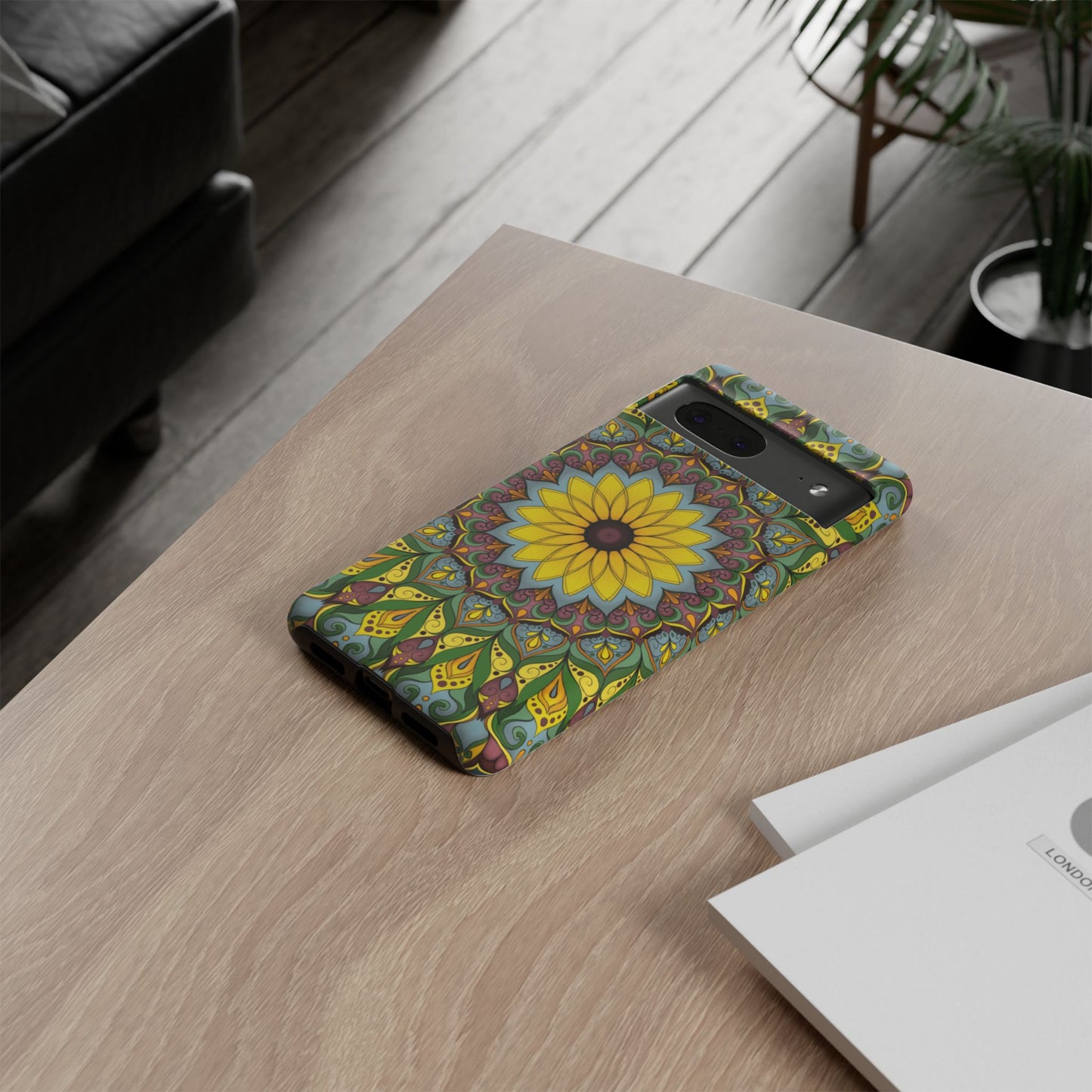"Black Eyed Susan" Mandala Phone Case — Floral Boho Tough Case