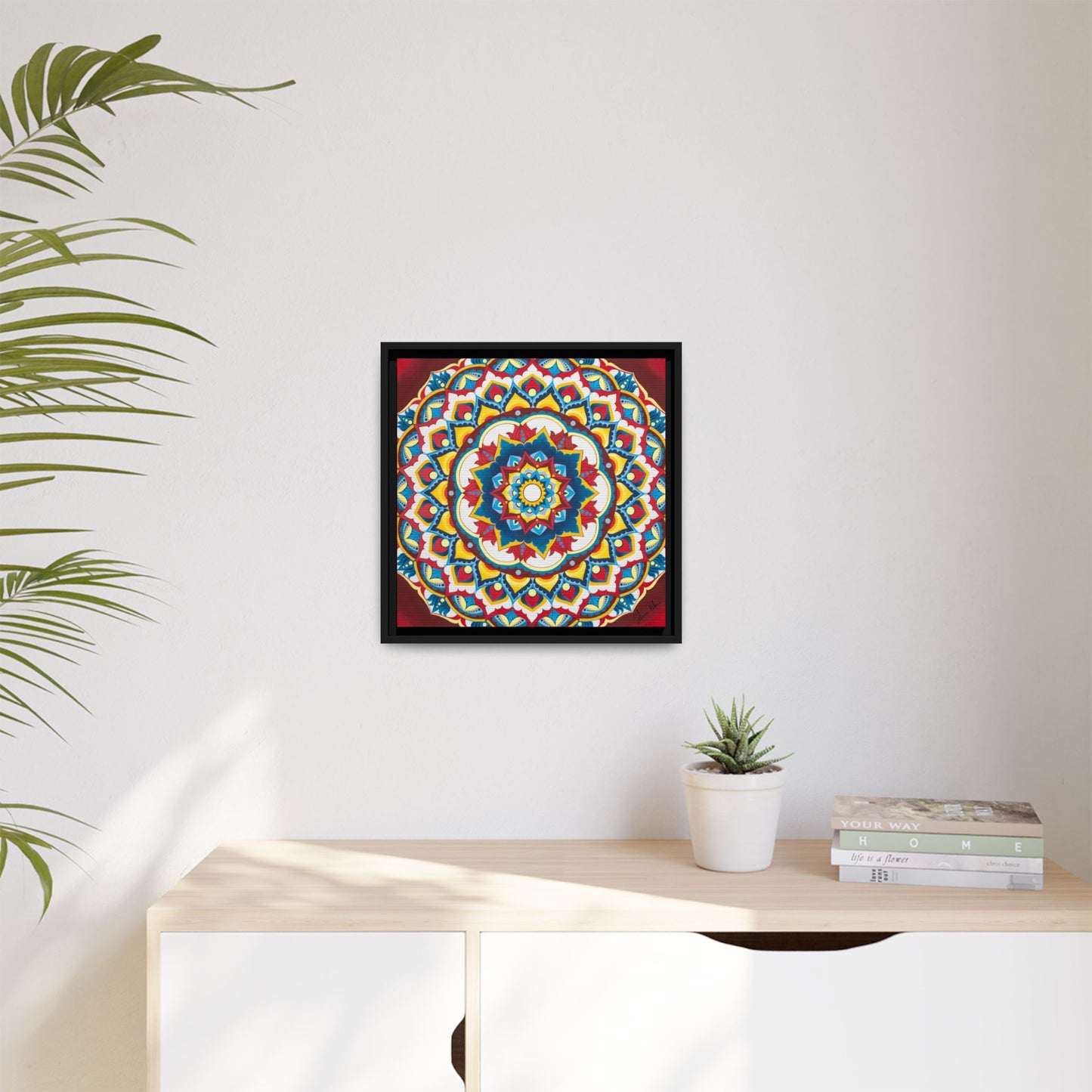 Azul Morning Mandala Matte Canvas Framed Wall Art