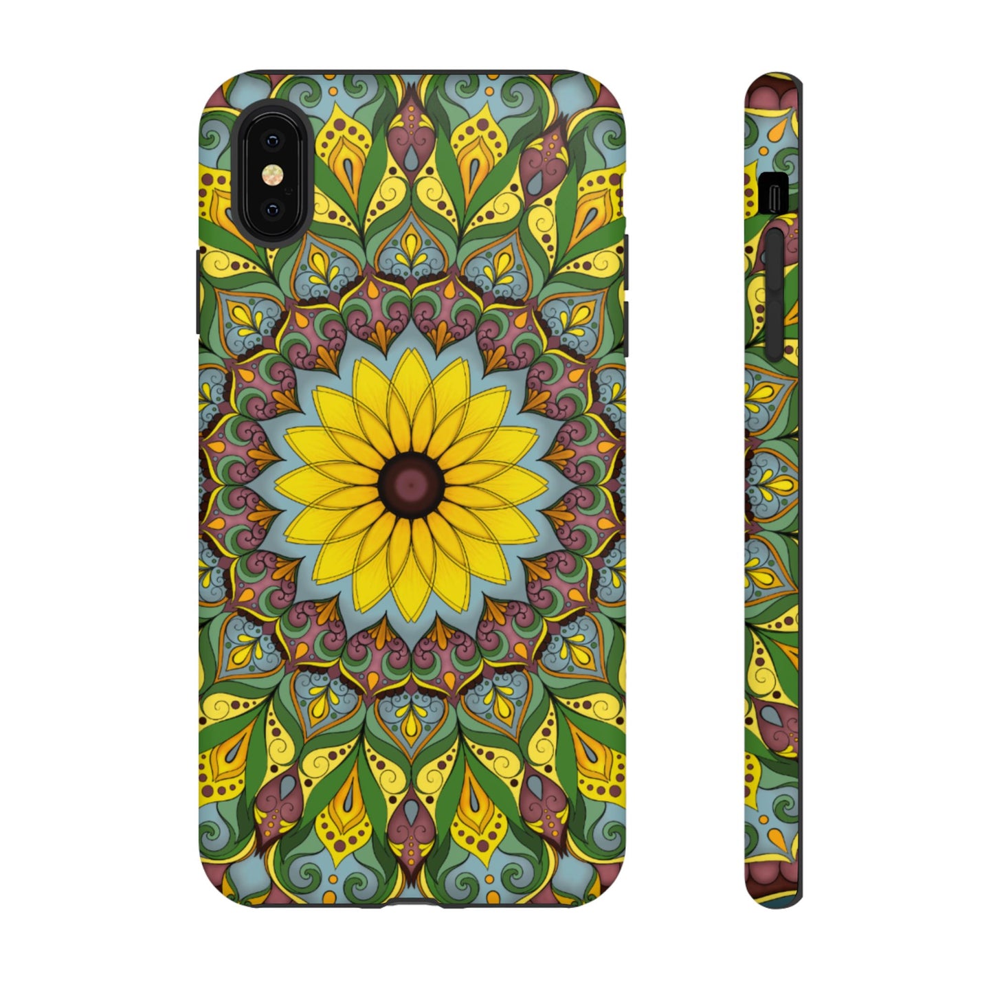 "Black Eyed Susan" Mandala Phone Case — Floral Boho Tough Case