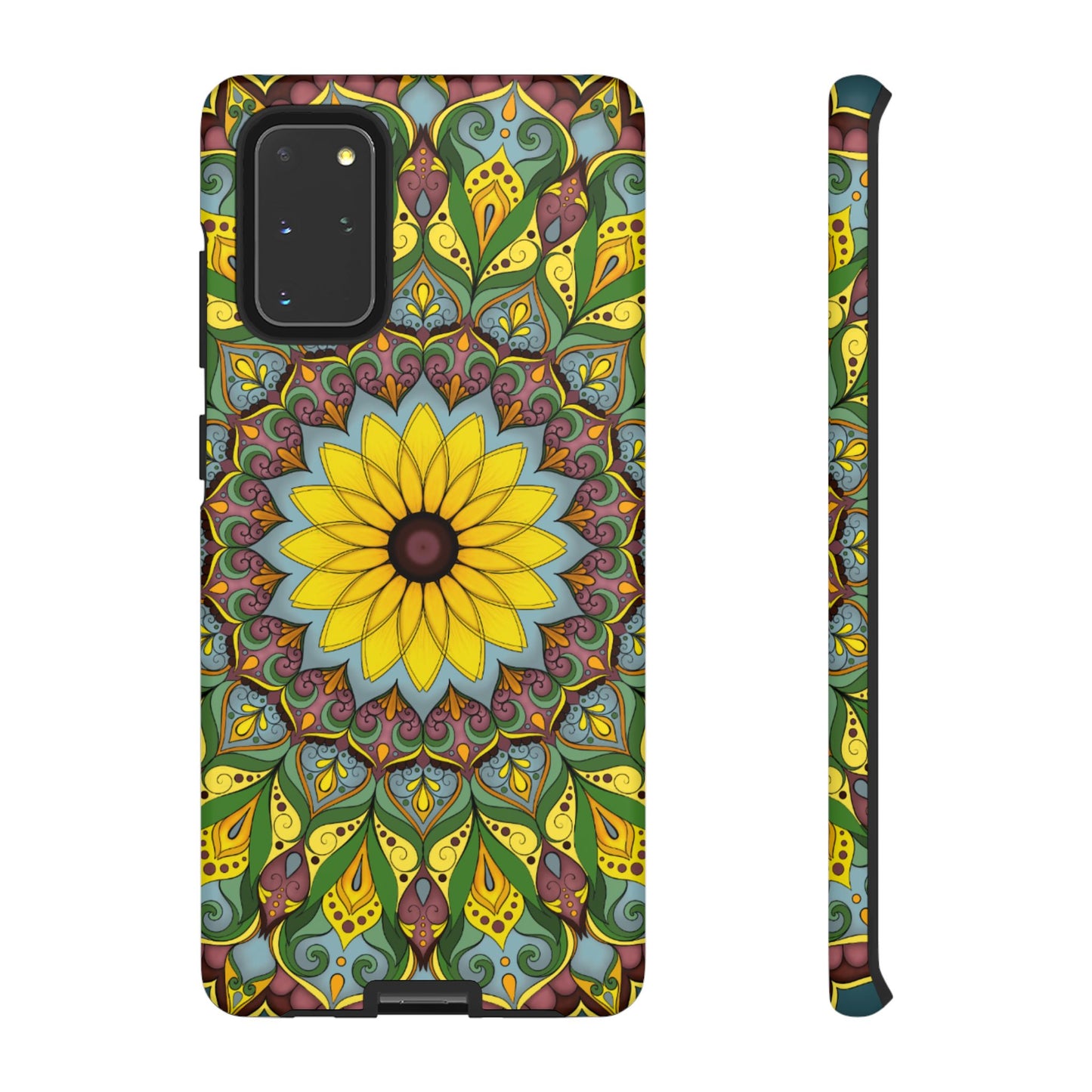 "Black Eyed Susan" Mandala Phone Case — Floral Boho Tough Case