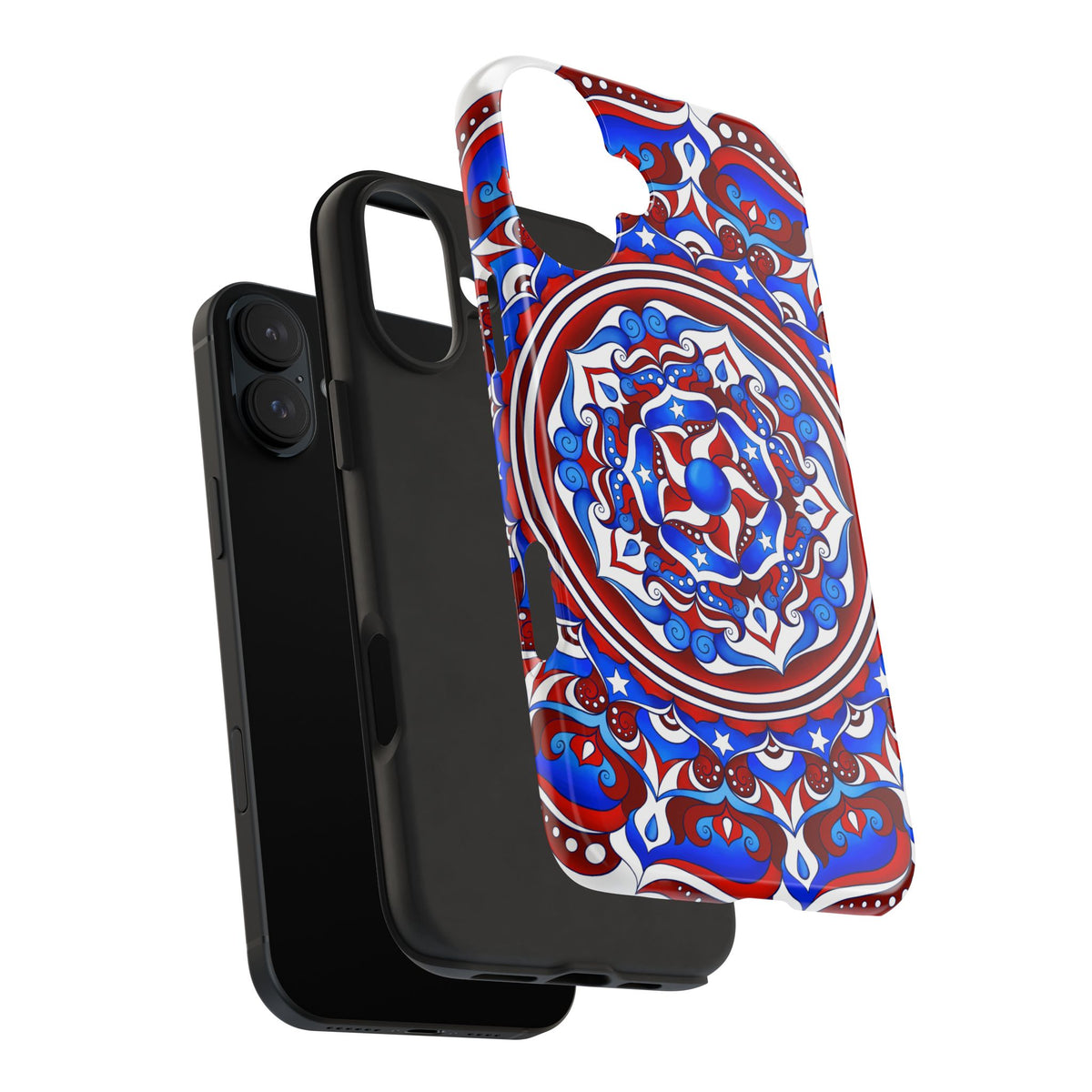 Patriotic Mandala Tough Phone Case — Red White & Blue Boho Cover | 250th Anniversary Gift