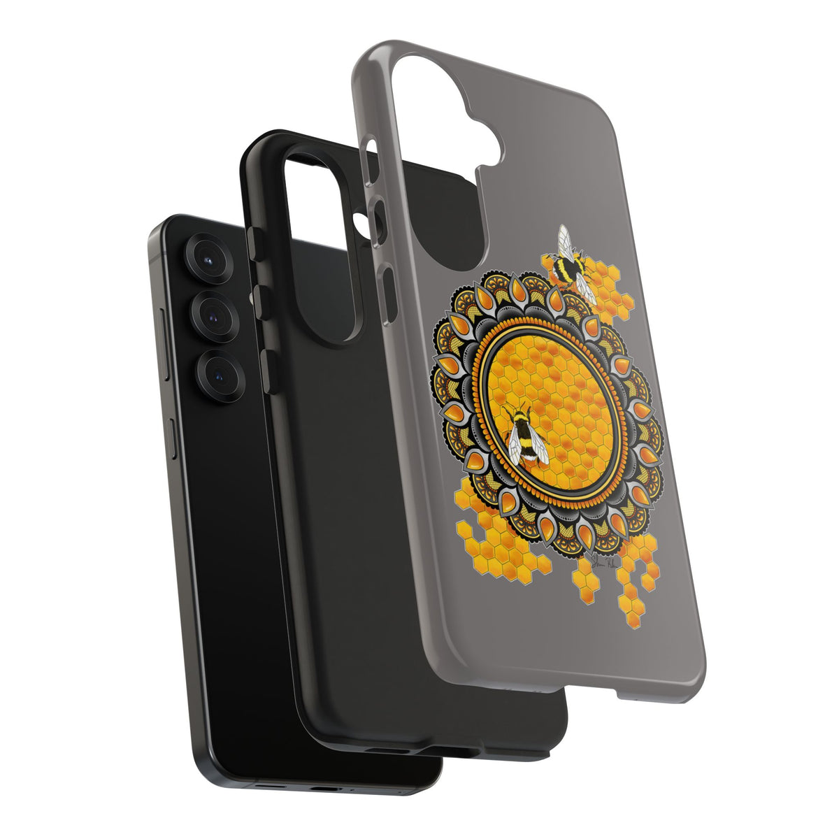 Bee Honeycomb Mandala Tough Phone Case — Artisan Honey Bees Protective Cover
