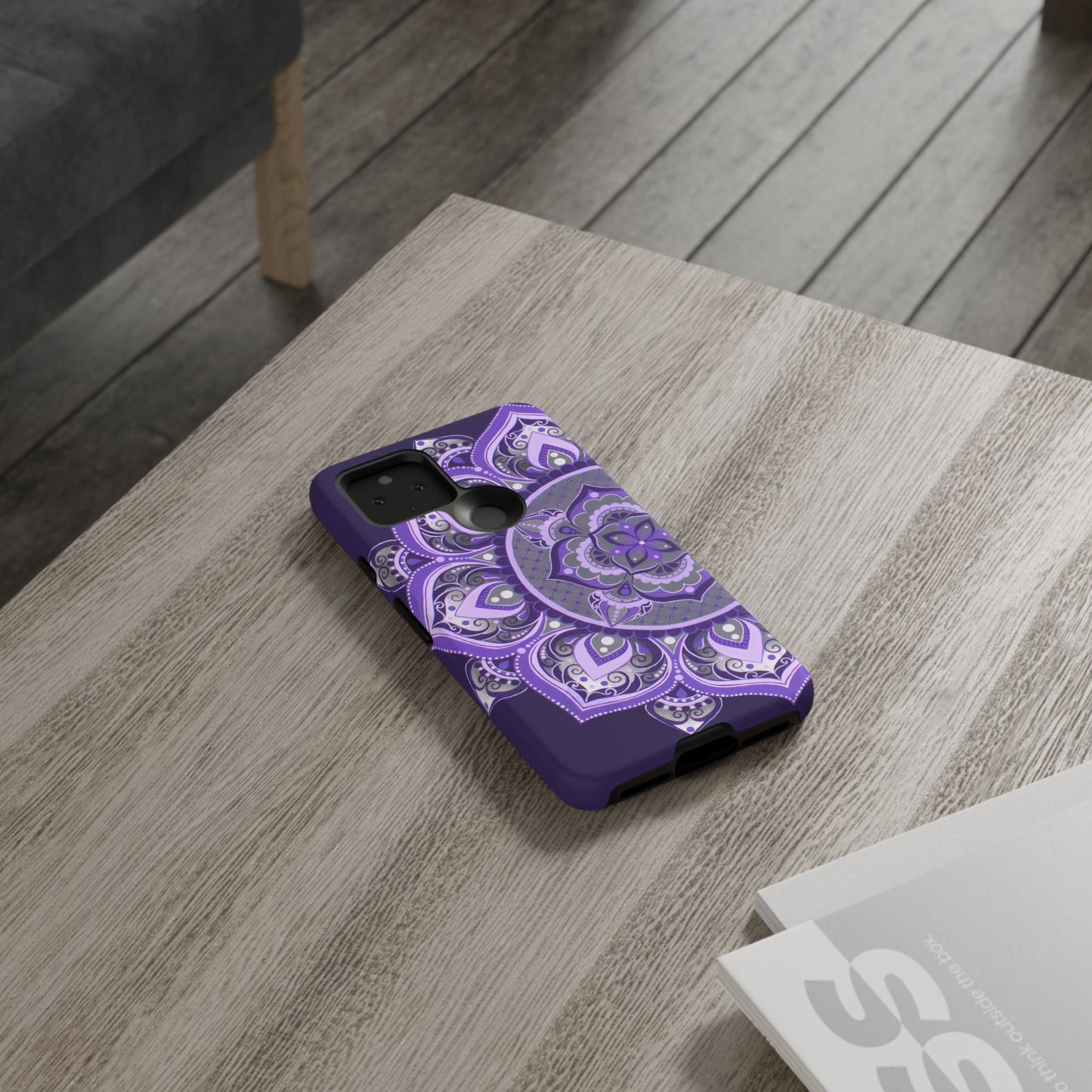 Purple Mandala Tough Phone Case — Protective Floral Boho Phone Cover