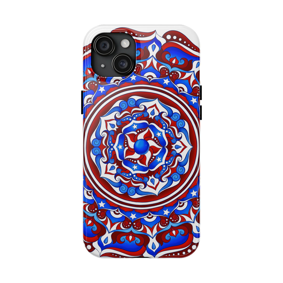 Patriotic Mandala Tough Phone Case — Red White & Blue Boho Cover | 250th Anniversary Gift