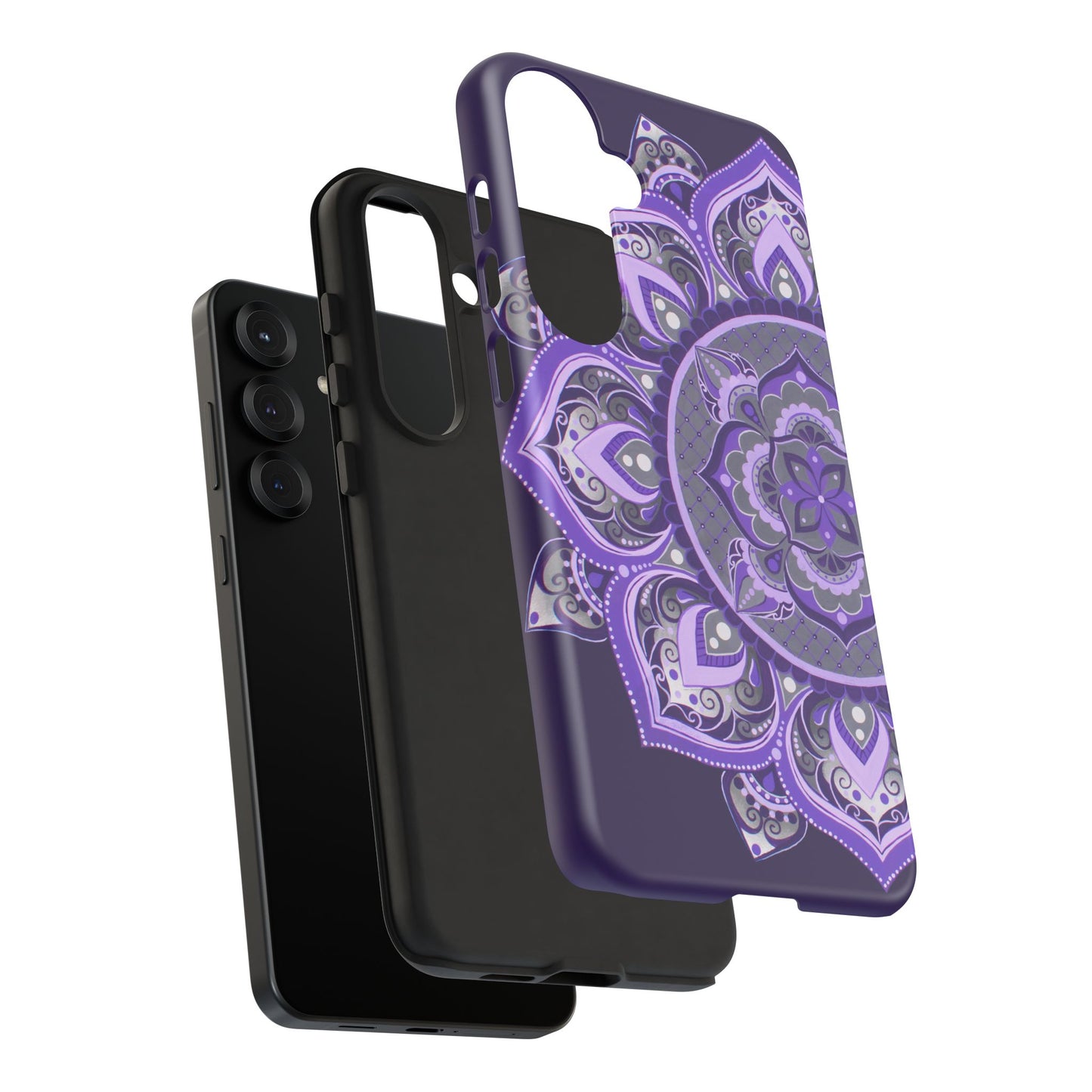 Purple Mandala Tough Phone Case — Protective Floral Boho Phone Cover