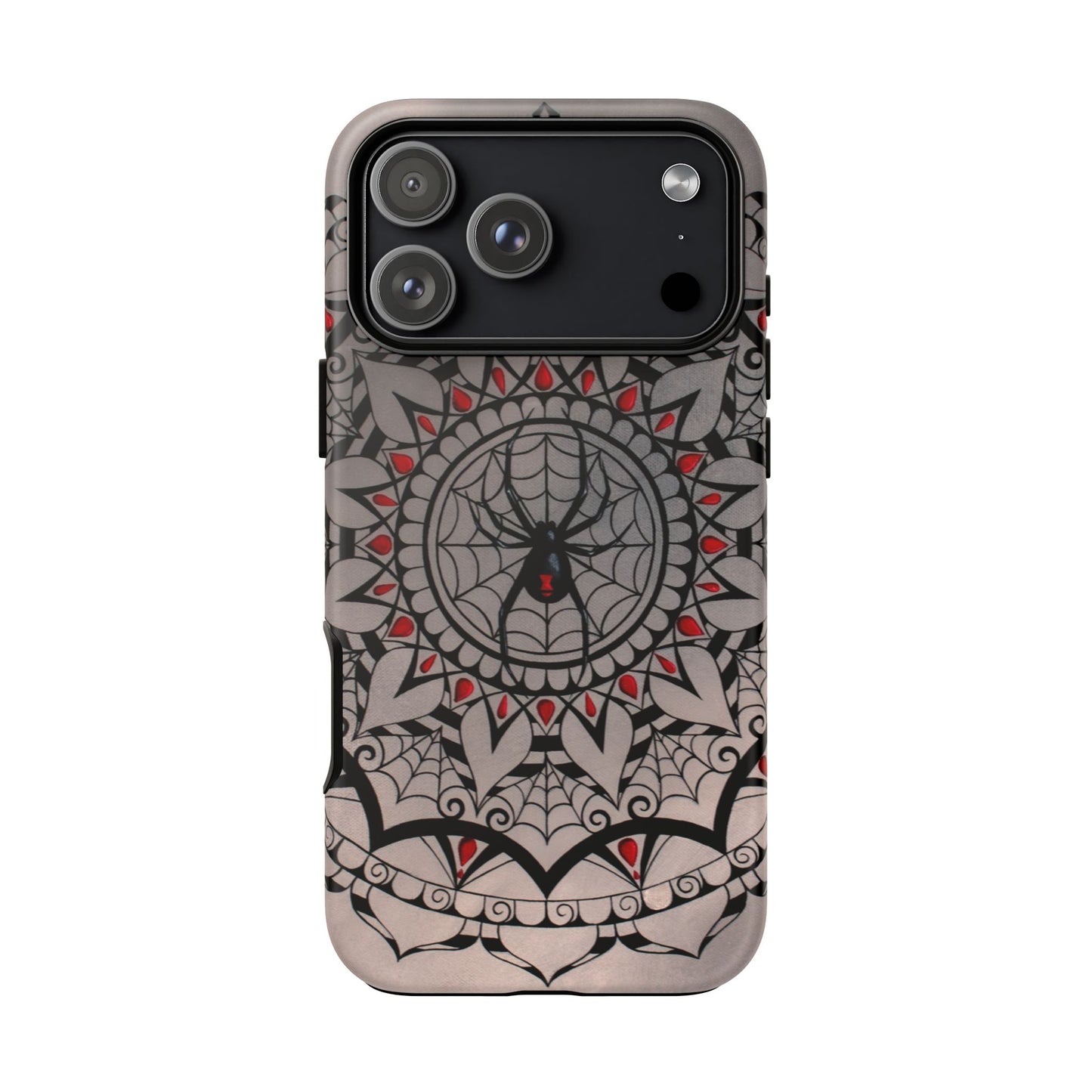 Mandala Spider Tough Phone Case - Gothic Red & Black Protective Cover