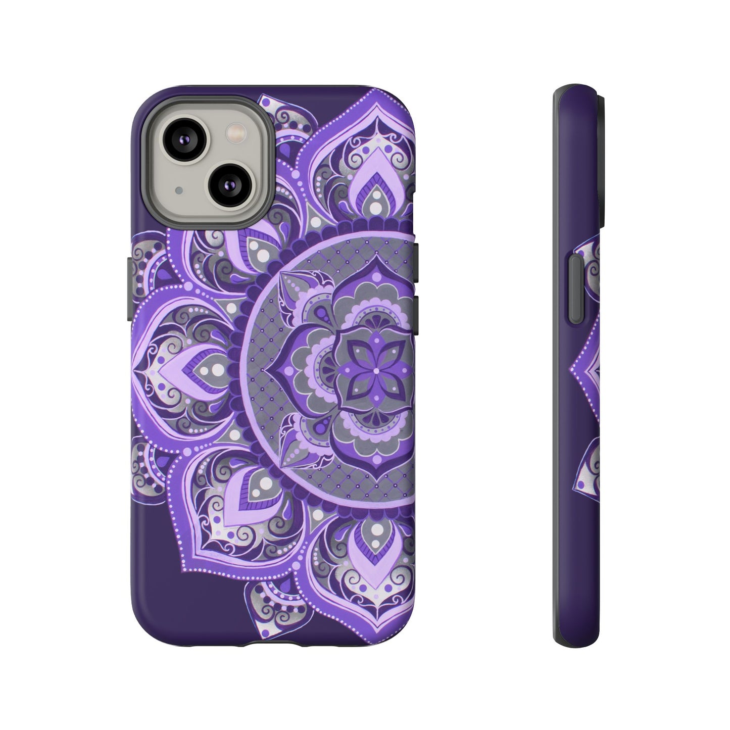 Purple Mandala Tough Phone Case — Protective Floral Boho Phone Cover