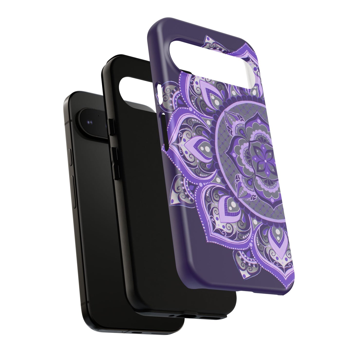 Purple Mandala Tough Phone Case — Protective Floral Boho Phone Cover