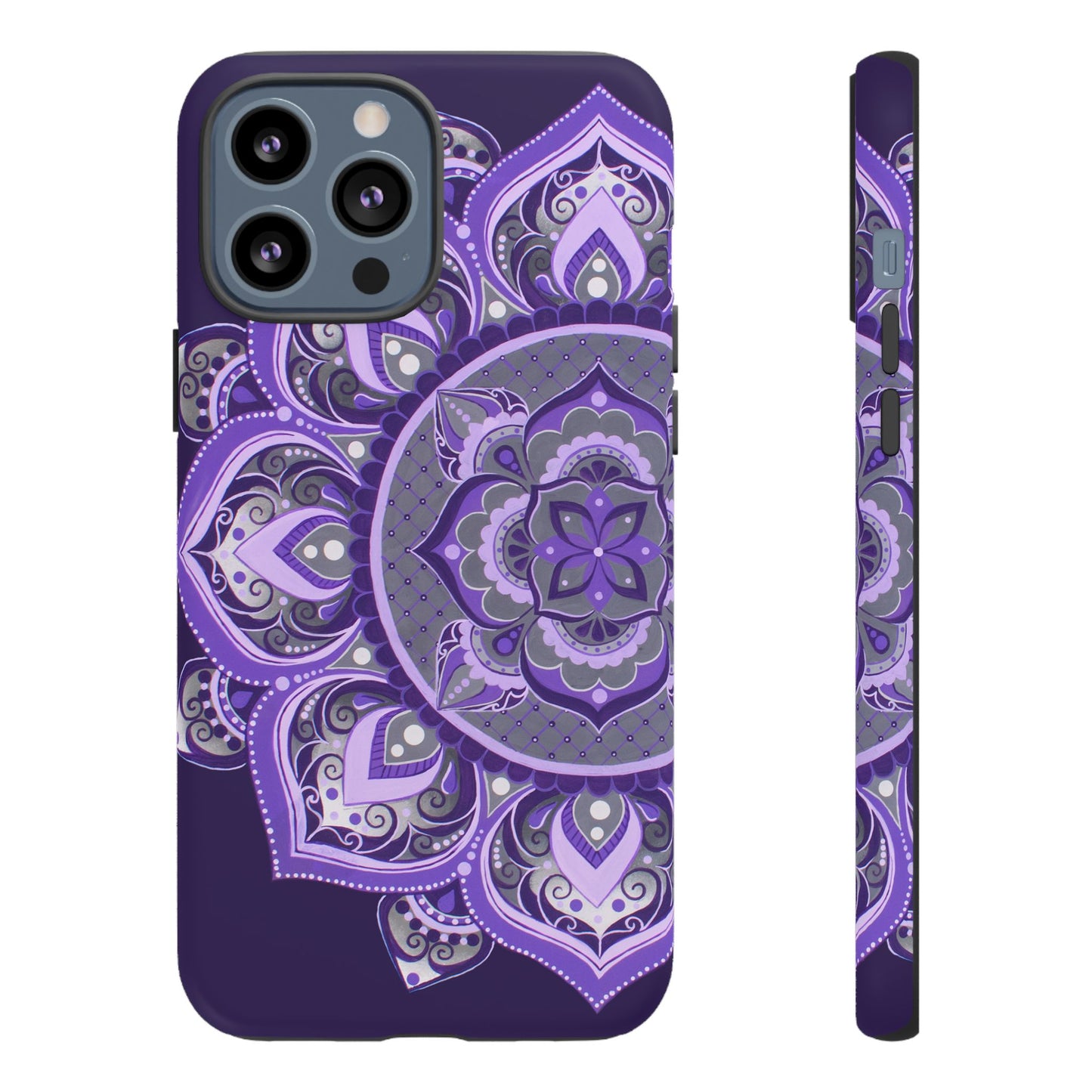 Purple Mandala Tough Phone Case — Protective Floral Boho Phone Cover