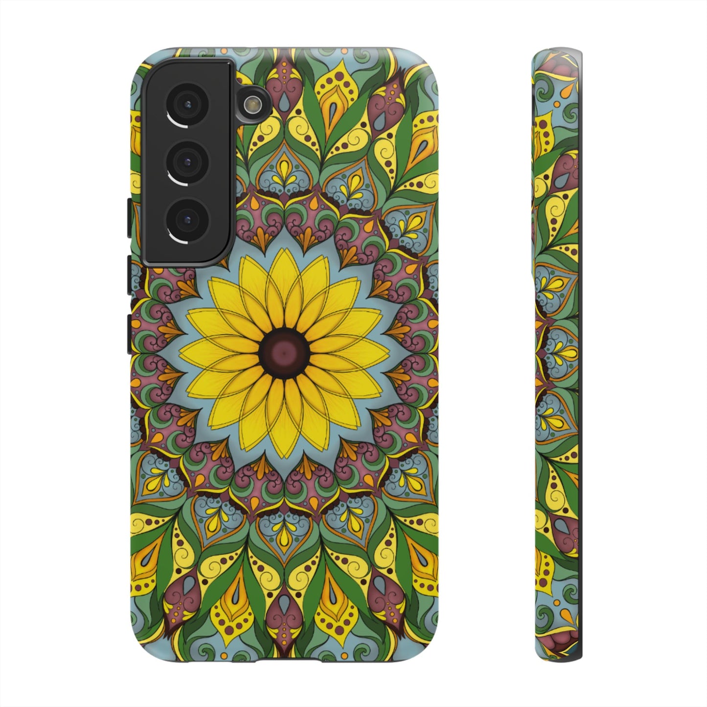 "Black Eyed Susan" Mandala Phone Case — Floral Boho Tough Case