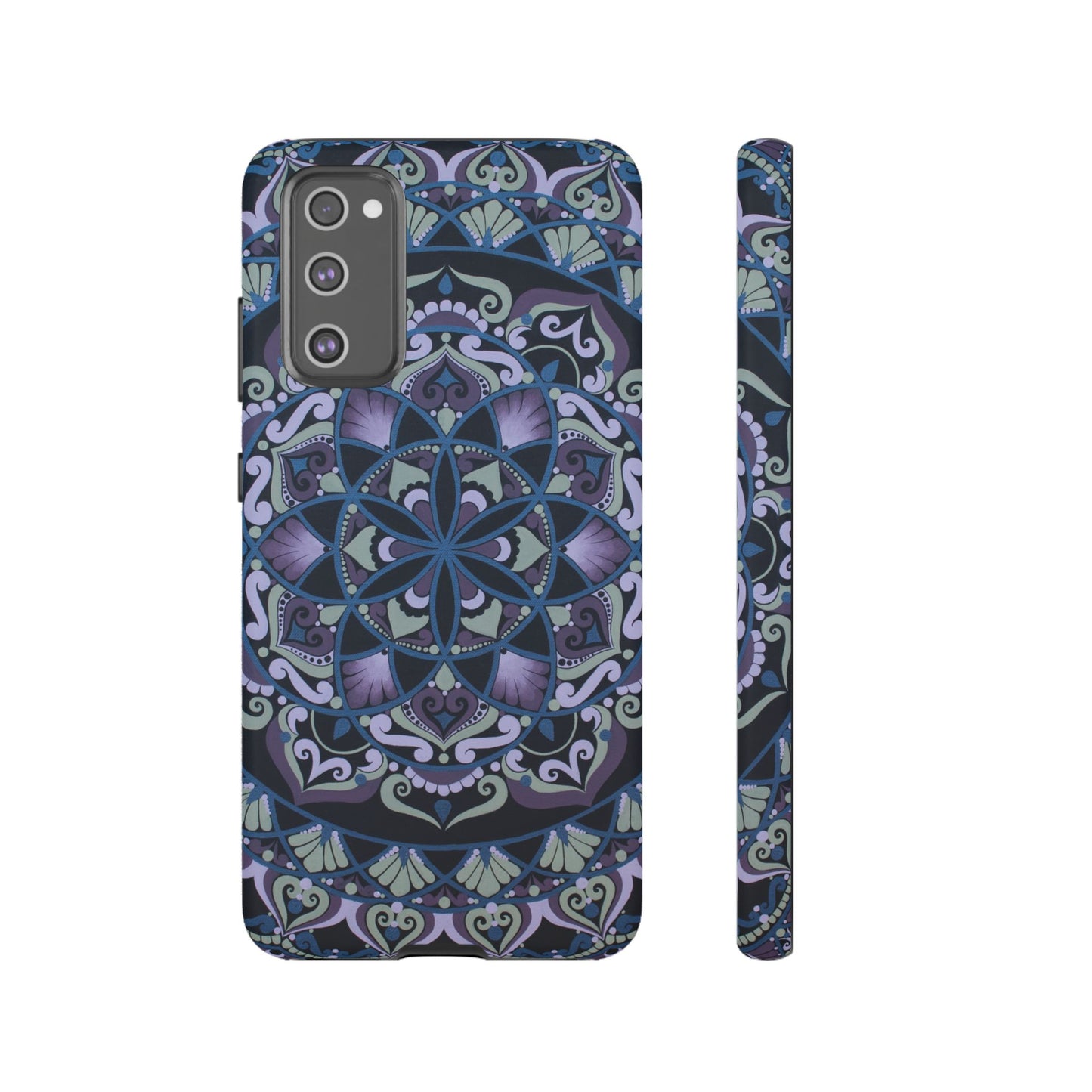 "Wisteria Bloom" Mandala Floral Tough Phone Case — Purple Blue Boho Protective Cover