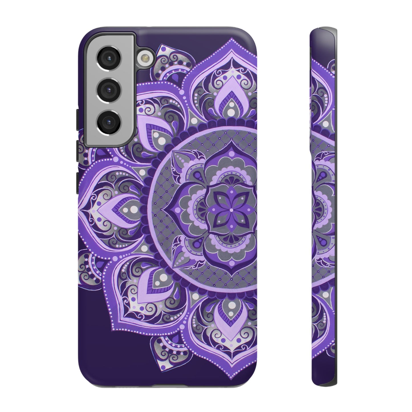 Purple Mandala Tough Phone Case — Protective Floral Boho Phone Cover