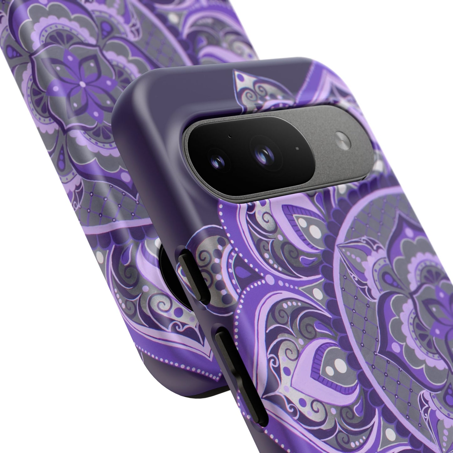 Purple Mandala Tough Phone Case — Protective Floral Boho Phone Cover