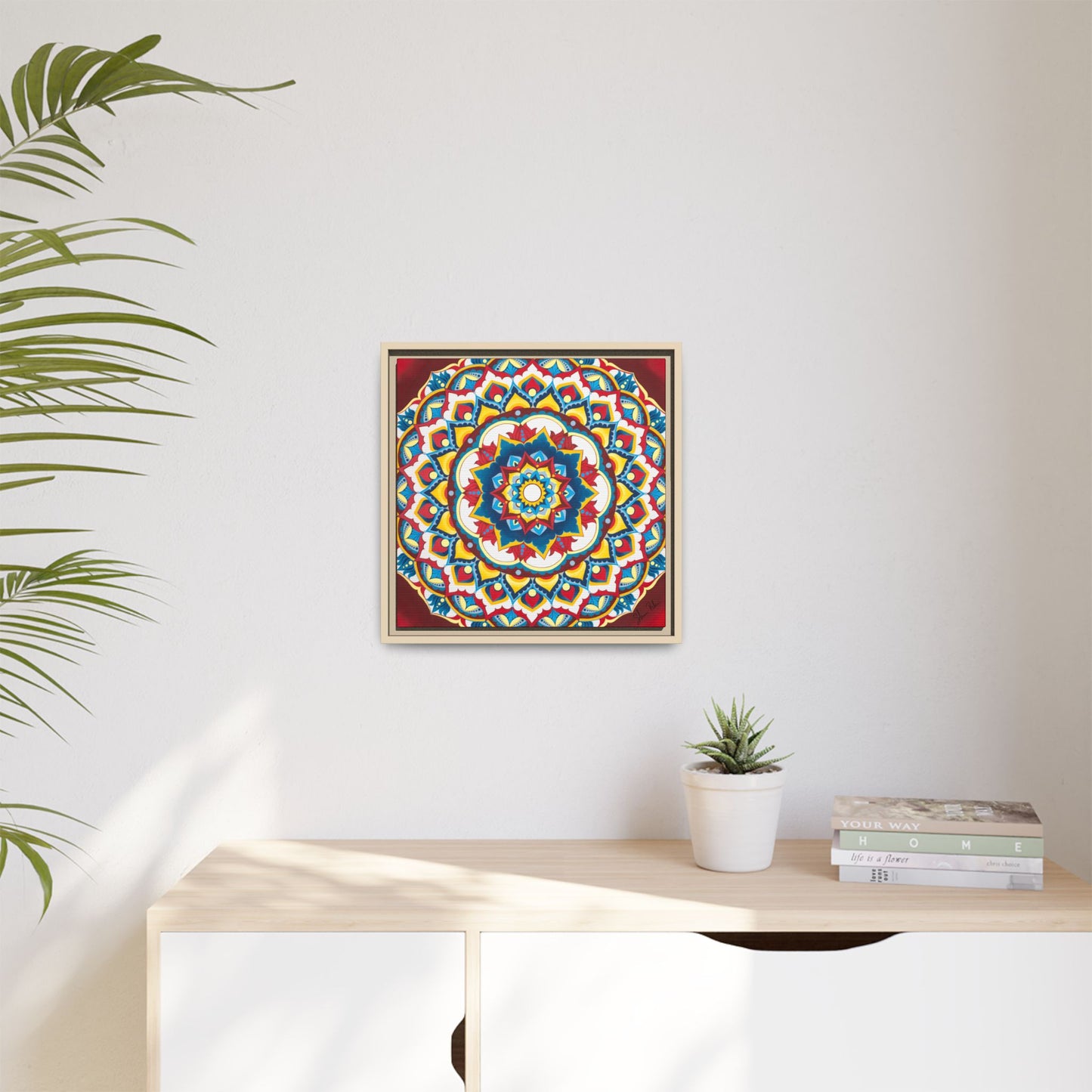 Azul Morning Mandala Matte Canvas Framed Wall Art